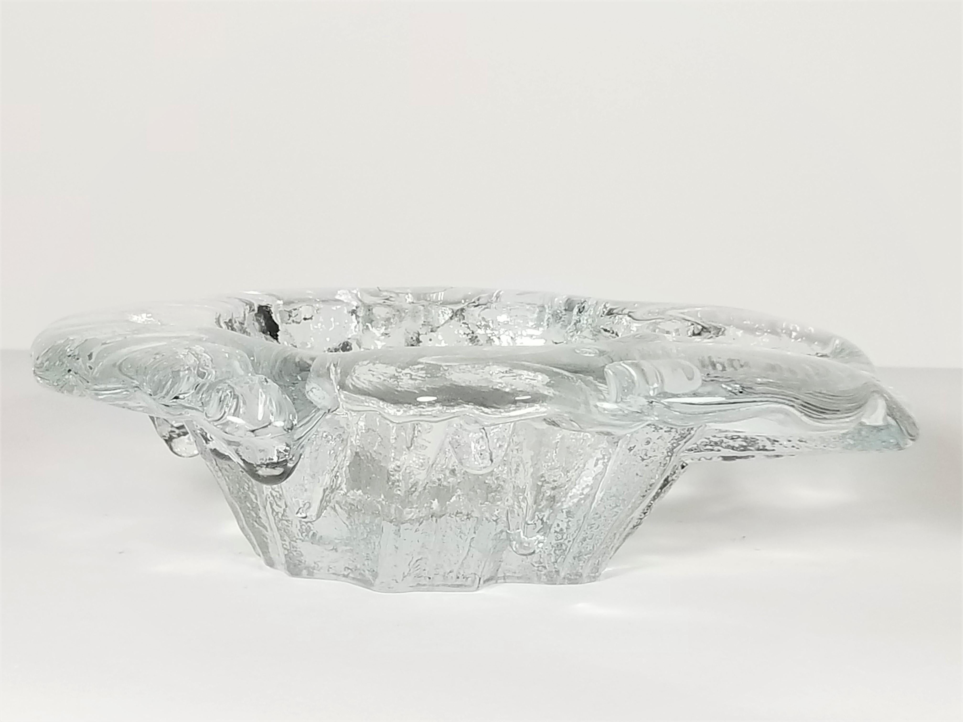 Mid-Century Modern Cendrier Blenko 1960s Midcentury Brutalist Glass en vente
