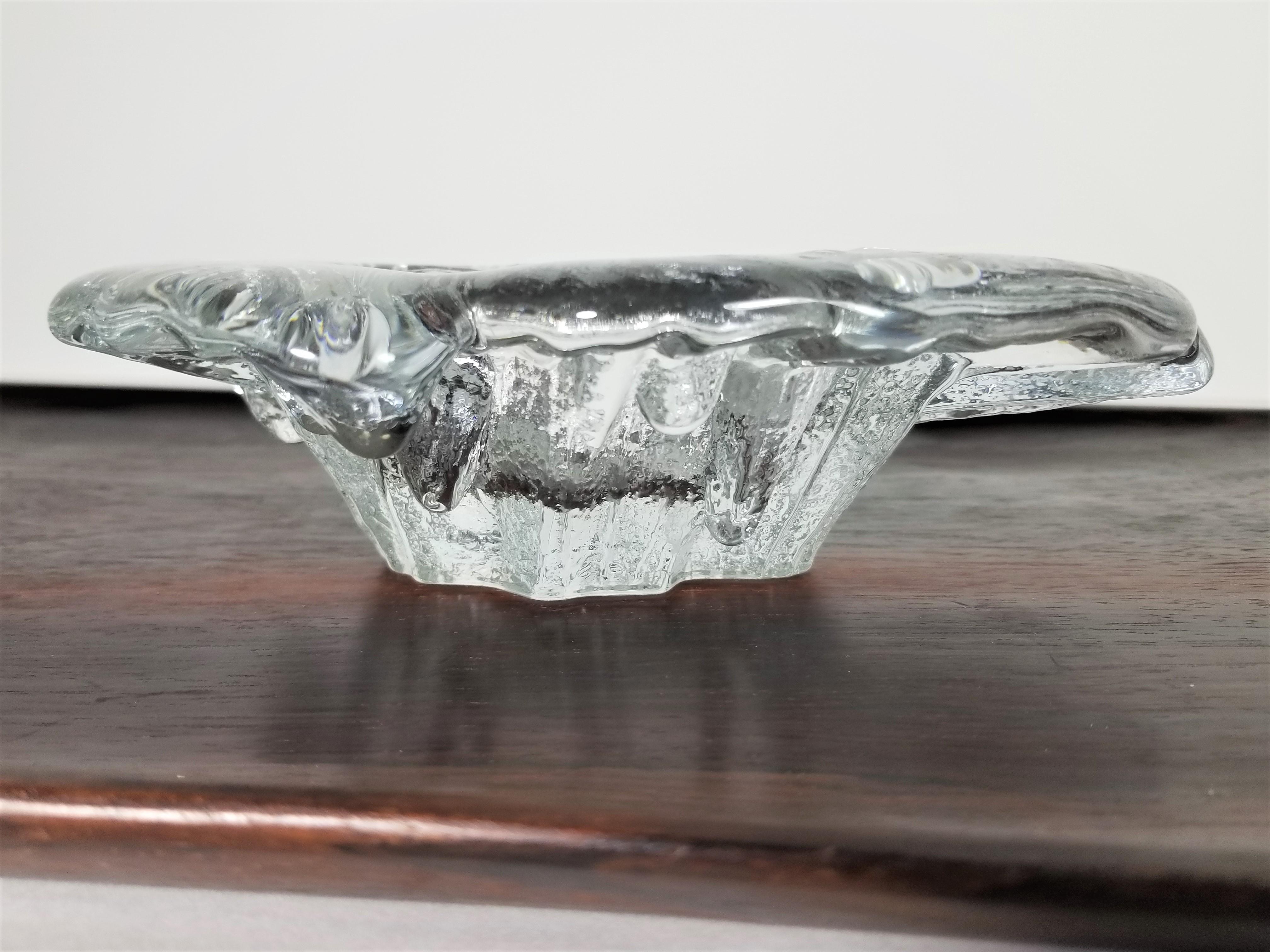 Blenko Ashtray 1960s Midcentury Brutalist Glass In Excellent Condition For Sale In New York, NY