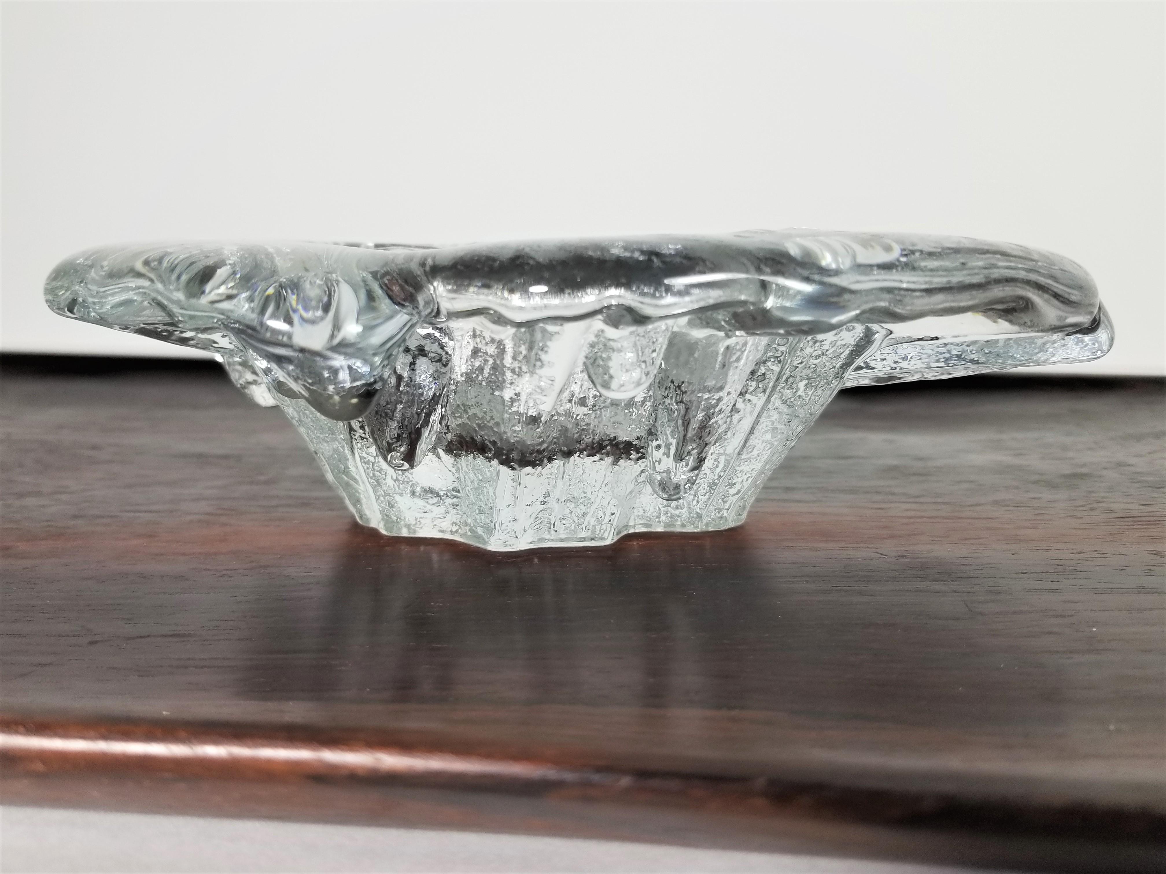 Cendrier Blenko 1960s Midcentury Brutalist Glass en vente 1