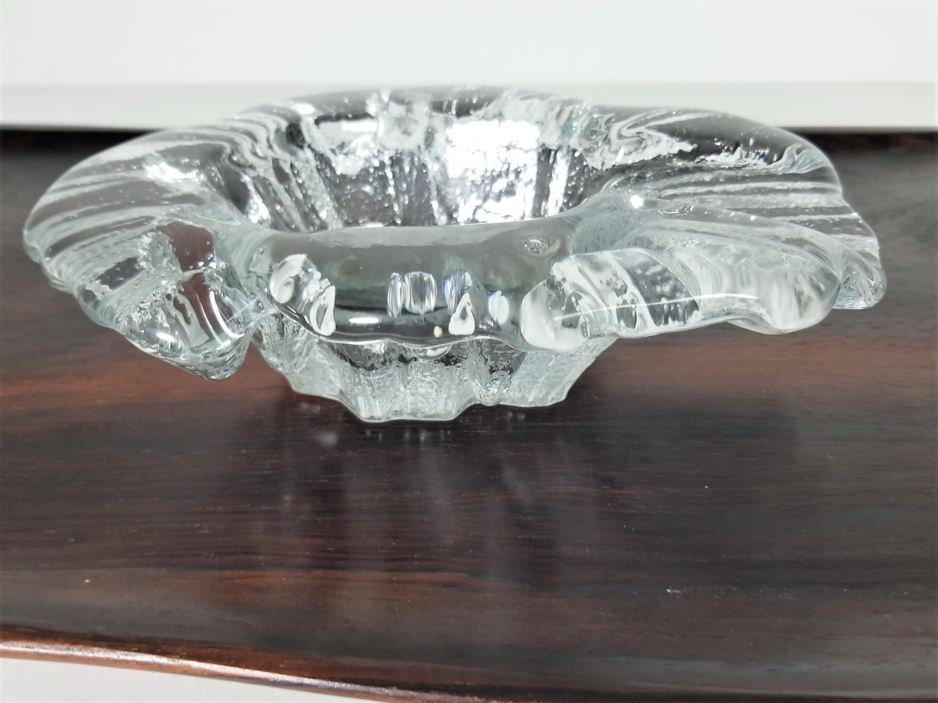 20th Century Blenko Ashtray 1960s Midcentury Brutalist Glass For Sale