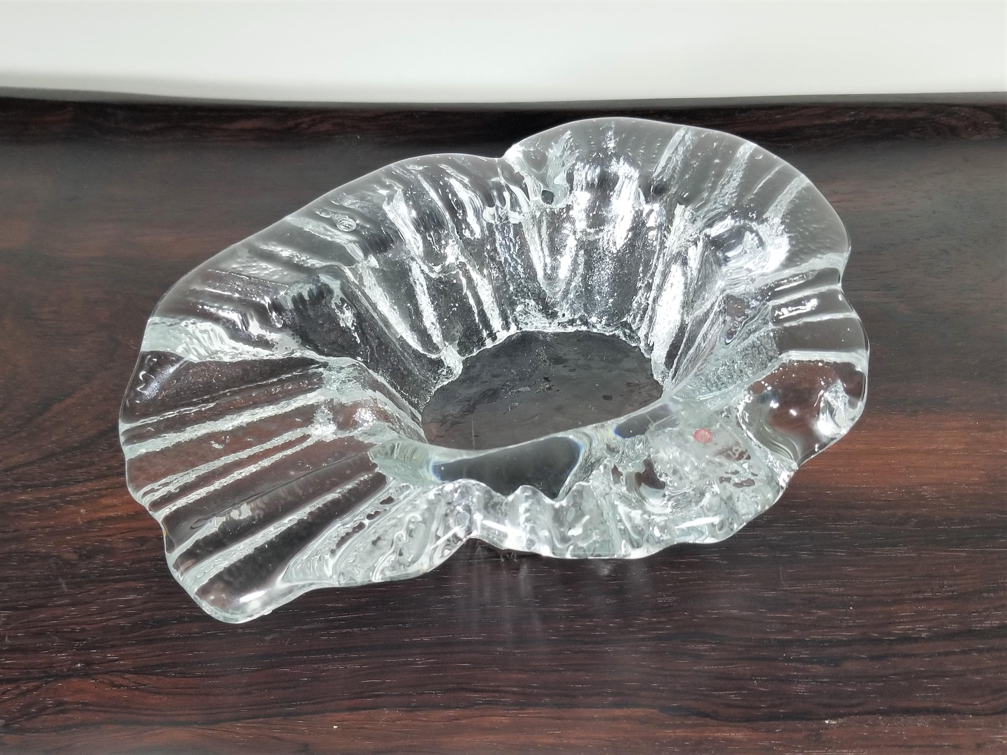 Art Glass Blenko Ashtray 1960s Midcentury Brutalist Glass For Sale