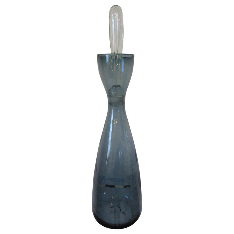 Blenko Blown Glass Decanter Vase with Stopper by Wayne Husted For Sale