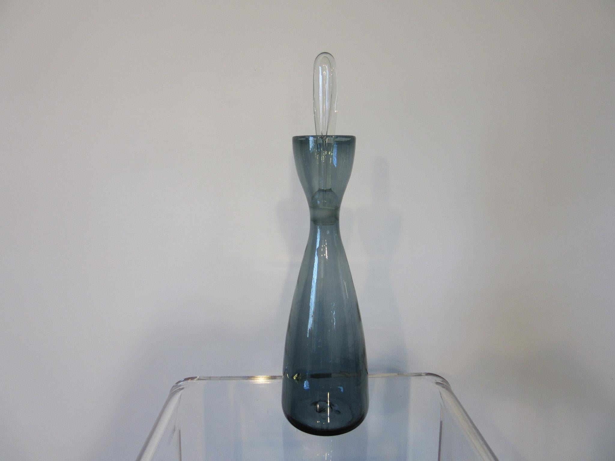 Mid-Century Modern Blenko Blown Glass Decanter Vase with Stopper by Wayne Husted