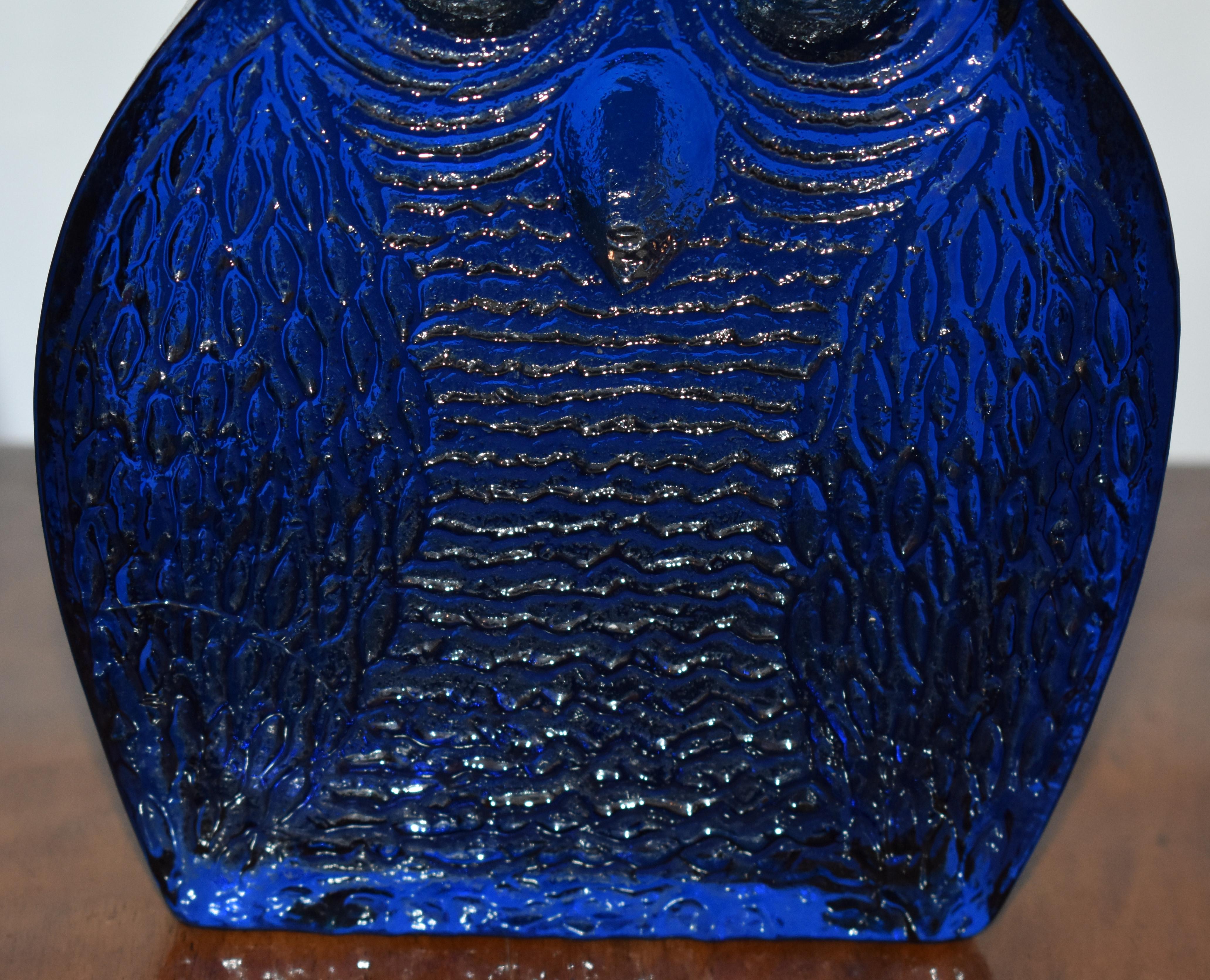 Murano Glass Blenko Blue Glass Owl Bookends by Joel Myers