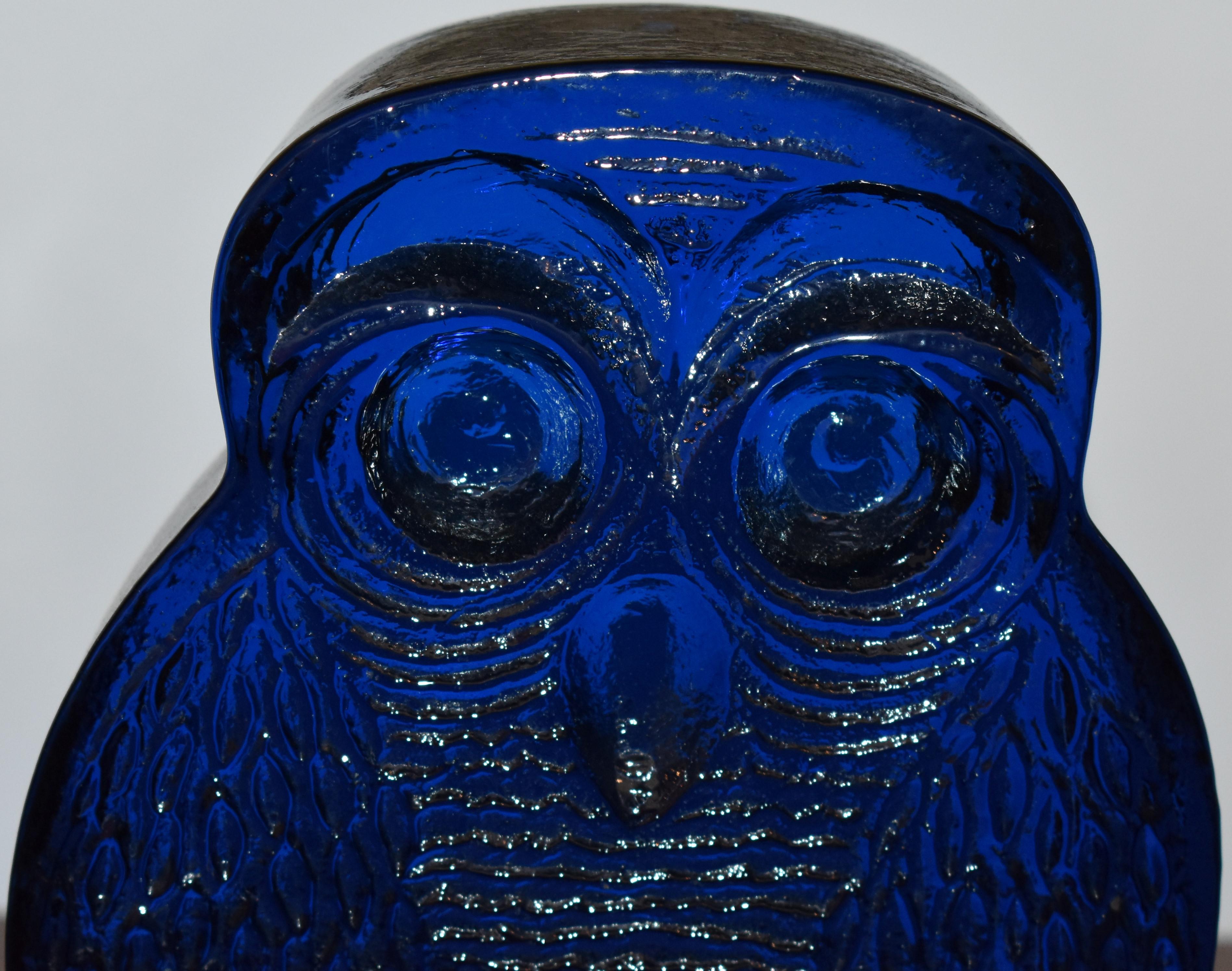 Blenko Blue Glass Owl Bookends by Joel Myers 1