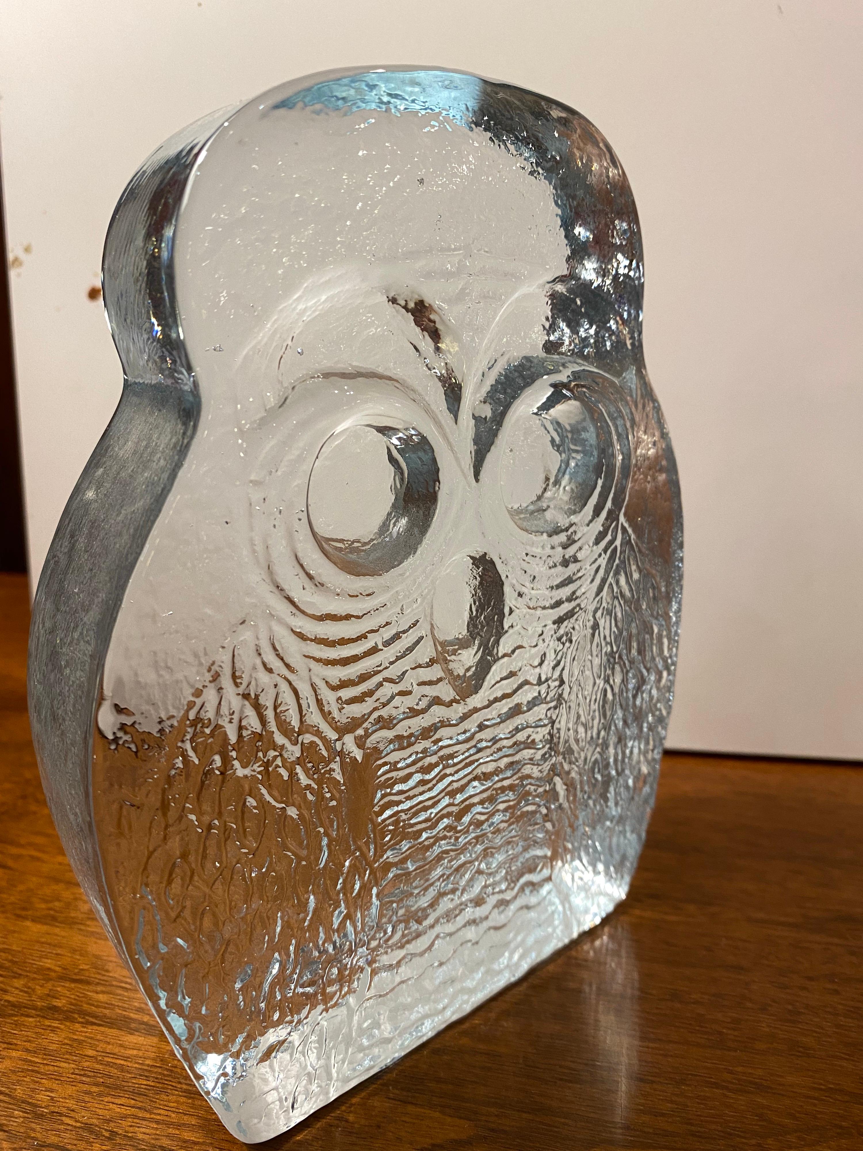 Mid-Century Modern Blenko Cast Glass Owl Bookends