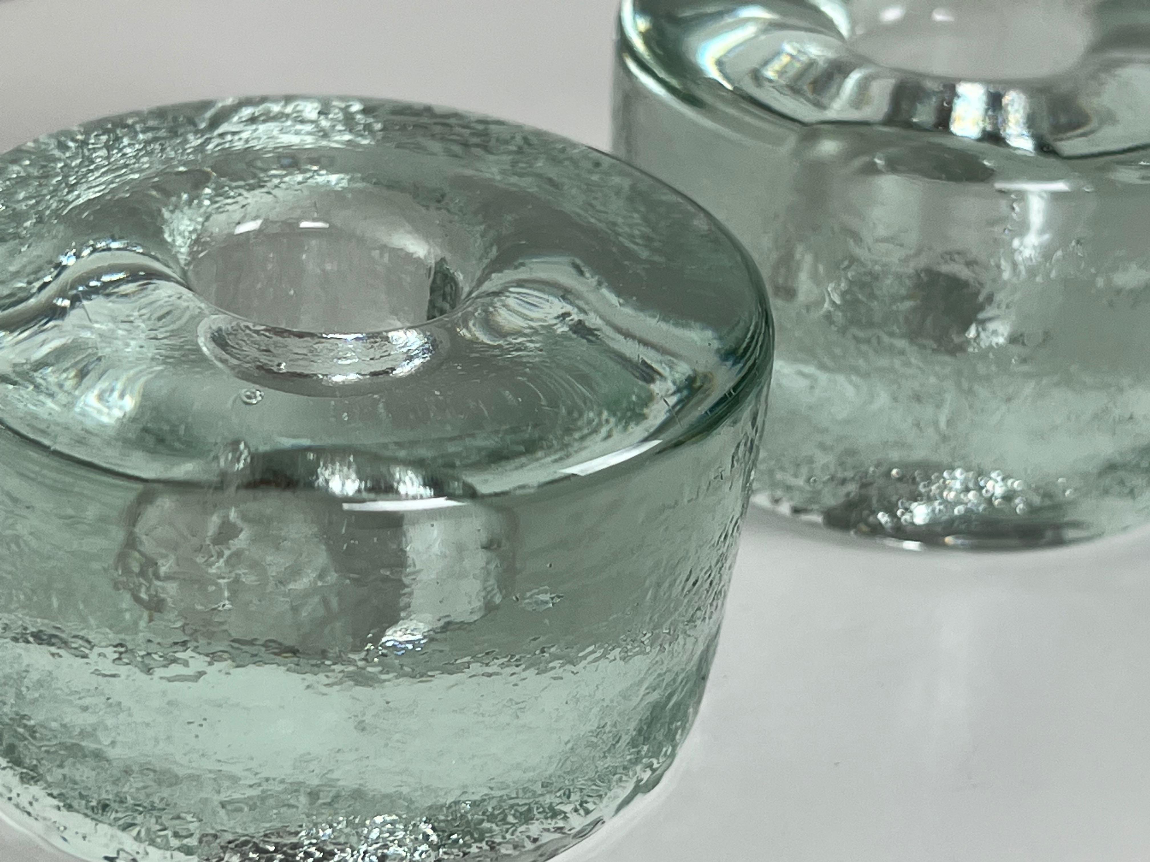 Blenko Clear Glass Candleholders, a Pair In Excellent Condition For Sale In Fort Lauderdale, FL