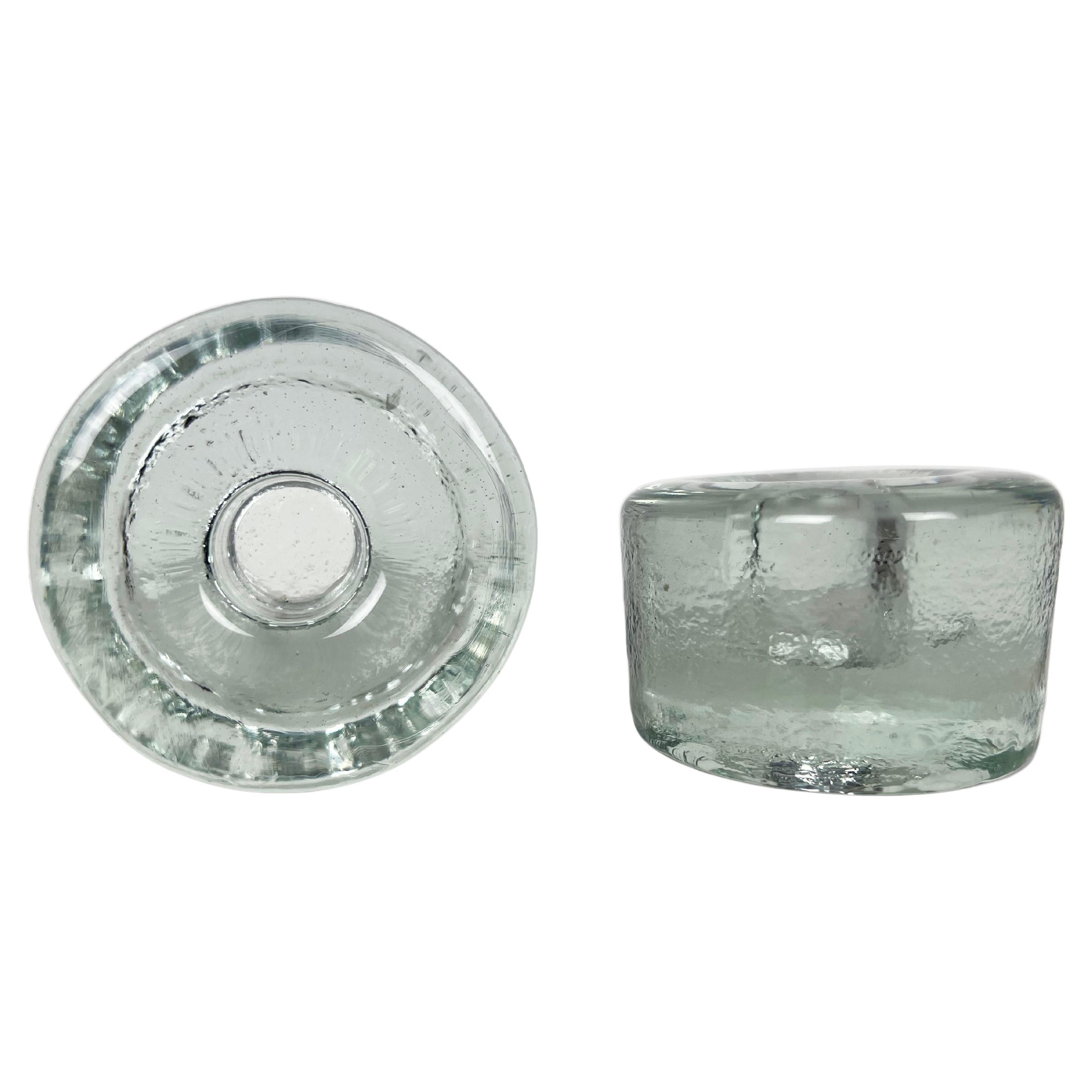 Blenko Clear Glass Candleholders, a Pair For Sale