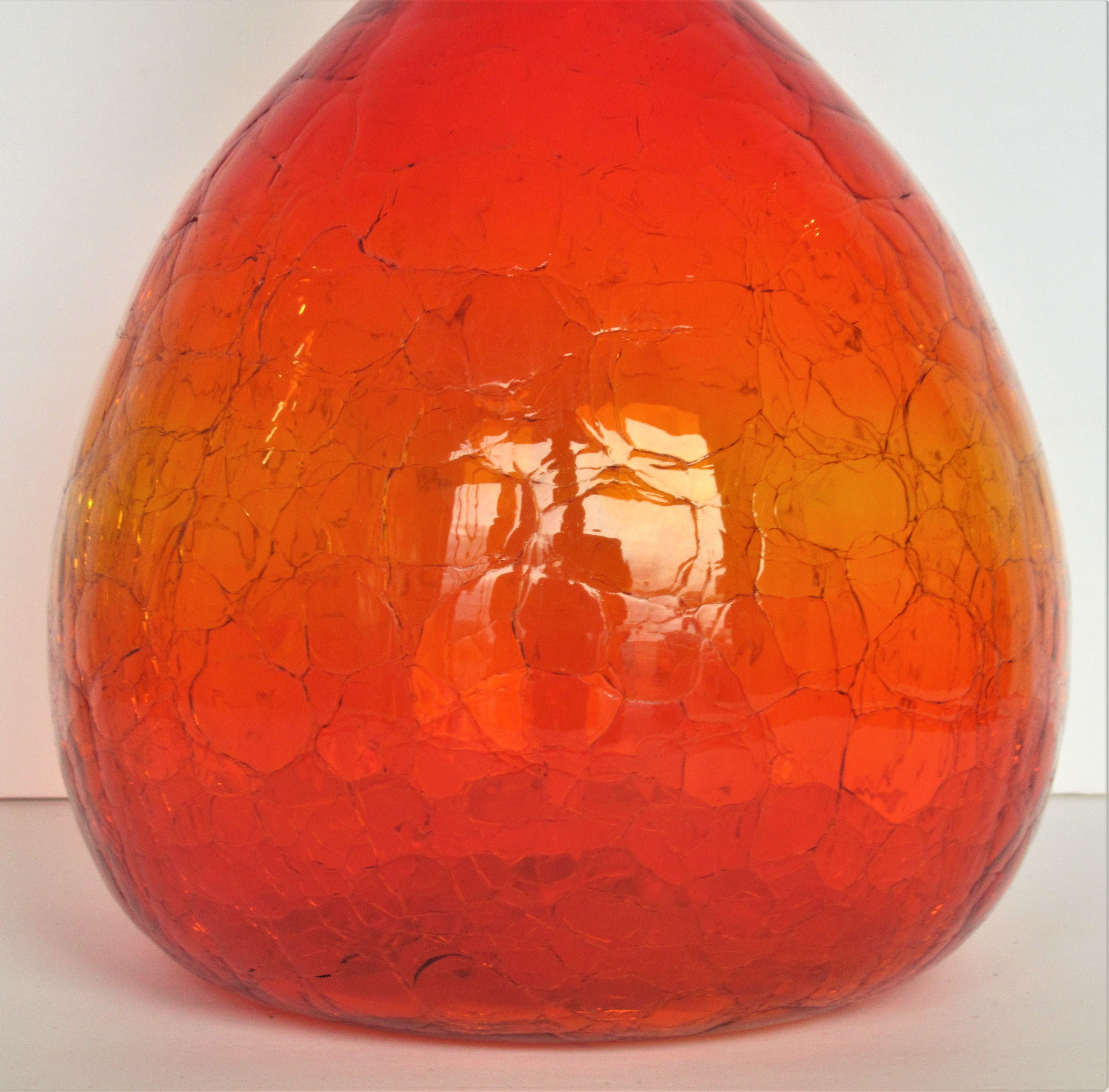 Carafe à décanter en verre craquelé Blenko par Wayne Husted Bon état à Rochester, NY