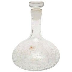 Blenko Crackled Glass Decanter Barware Vintage