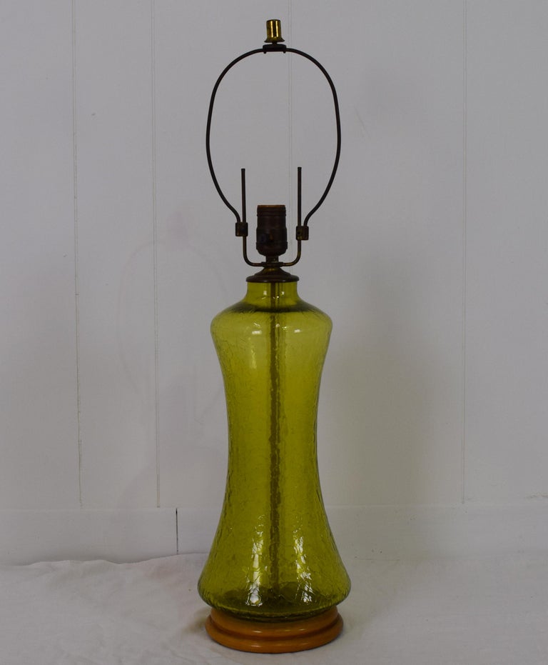 Blenko Crackled Glass Table Lamp, 1972 For Sale at 1stdibs
