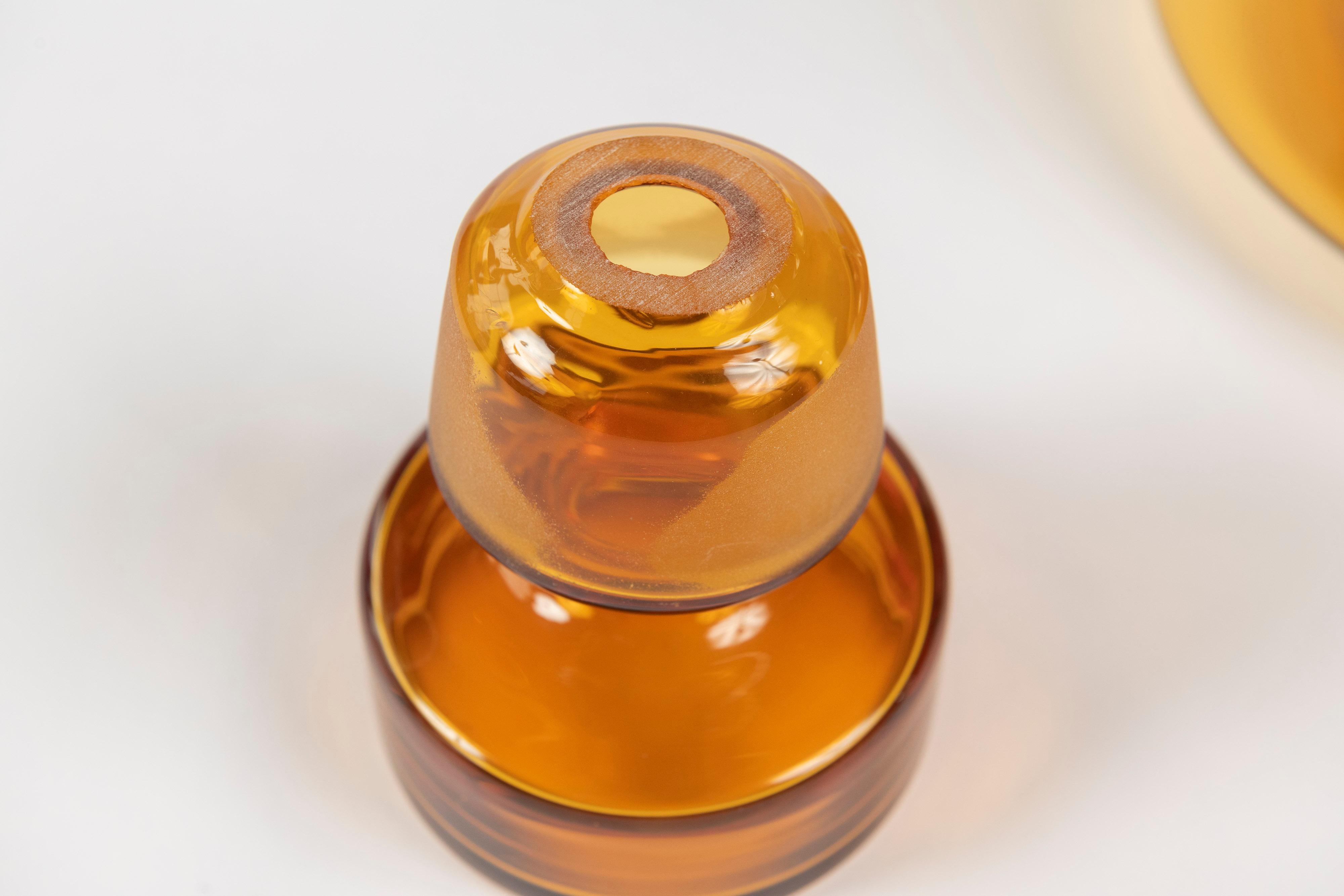 Mid-Century Modern Blenko Decanter with Stopper in Amber