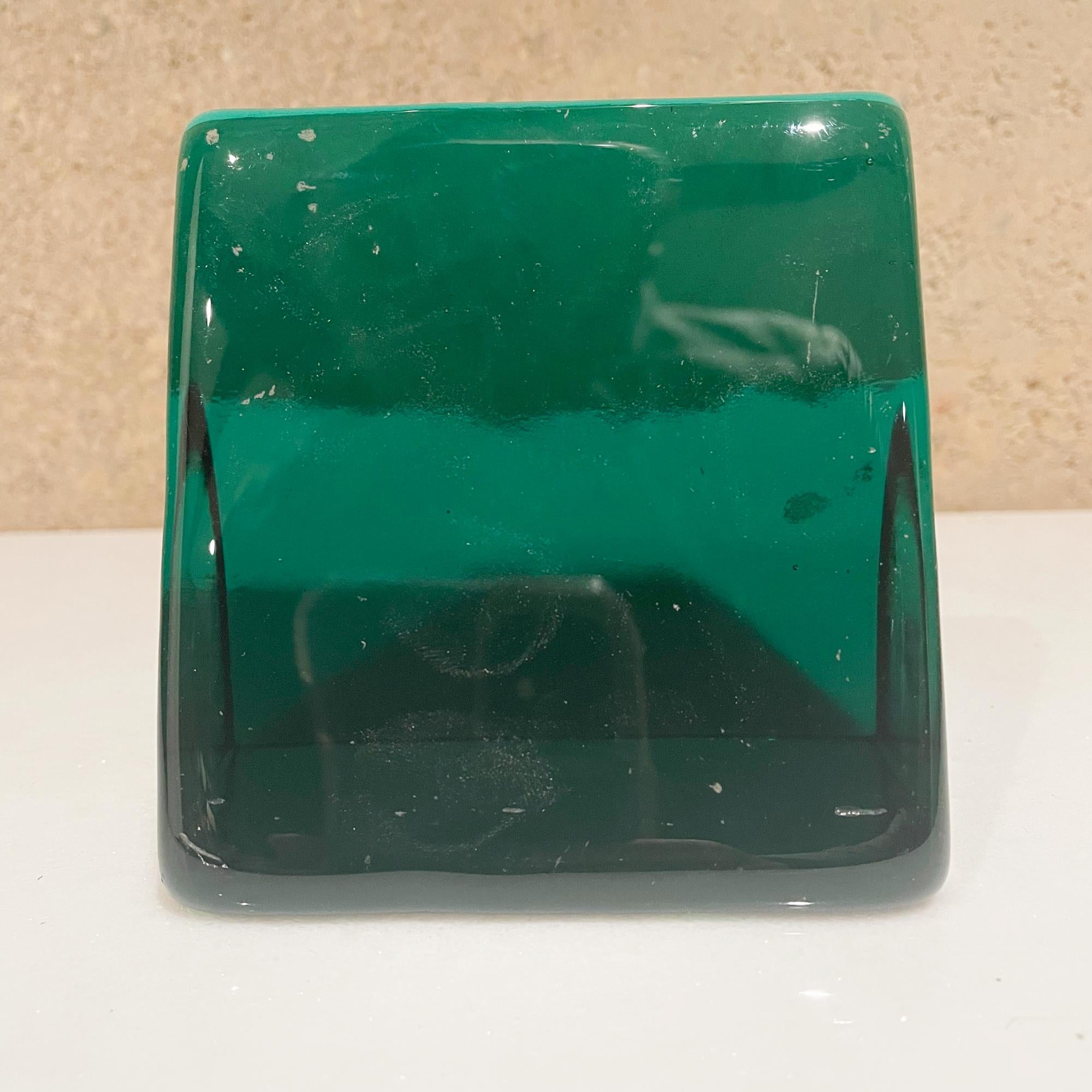 Mid-Century Modern Blenko Emerald Green Art Glass Modernist Wedge Block Bookend Wayne Husted 1960s