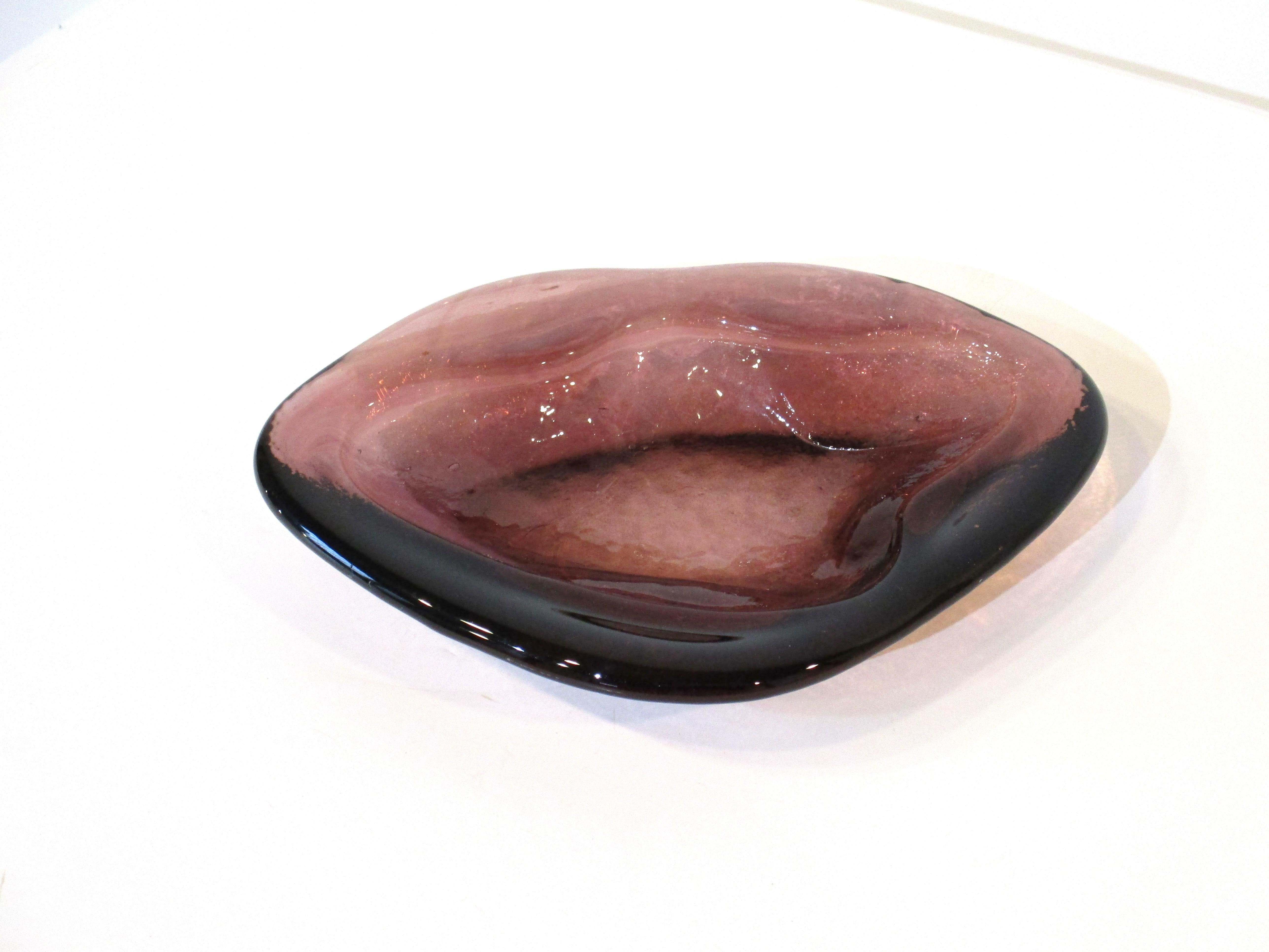 20th Century Blenko Freeform Amethyst Handcrafted Art Glass Bowl