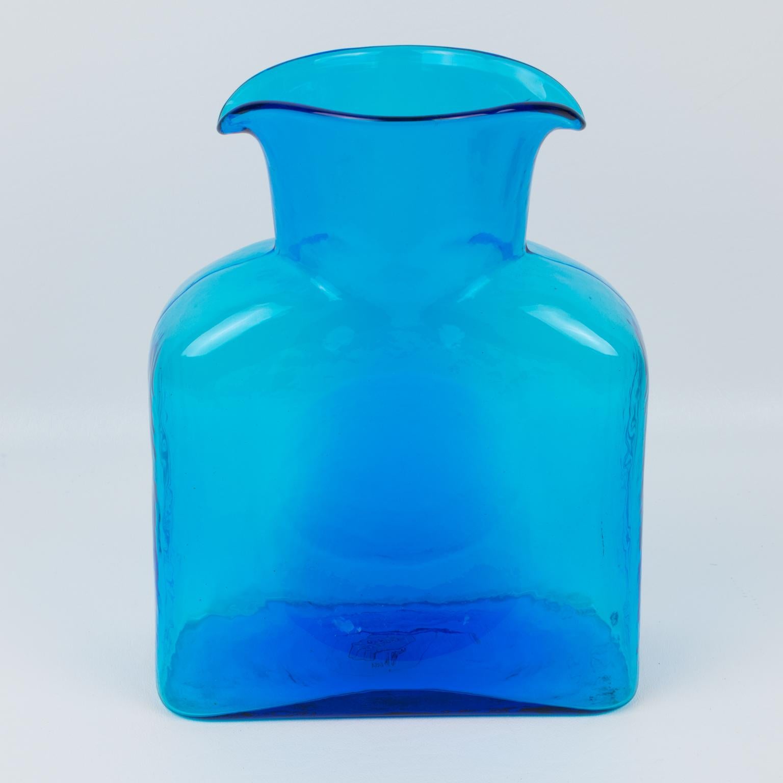 Blenko Glass Double Spouted Pitcher Decanter, a trio in Mid-Century Colors 1