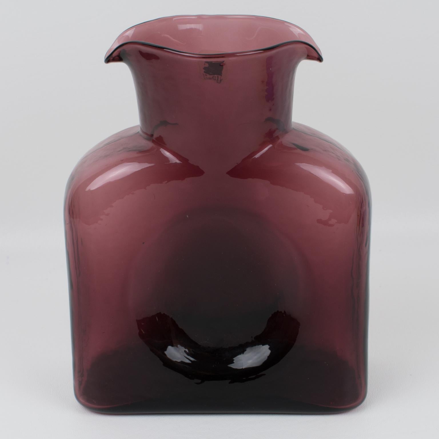 Blenko Glass Double Spouted Pitcher Decanter, a trio in Mid-Century Colors 3