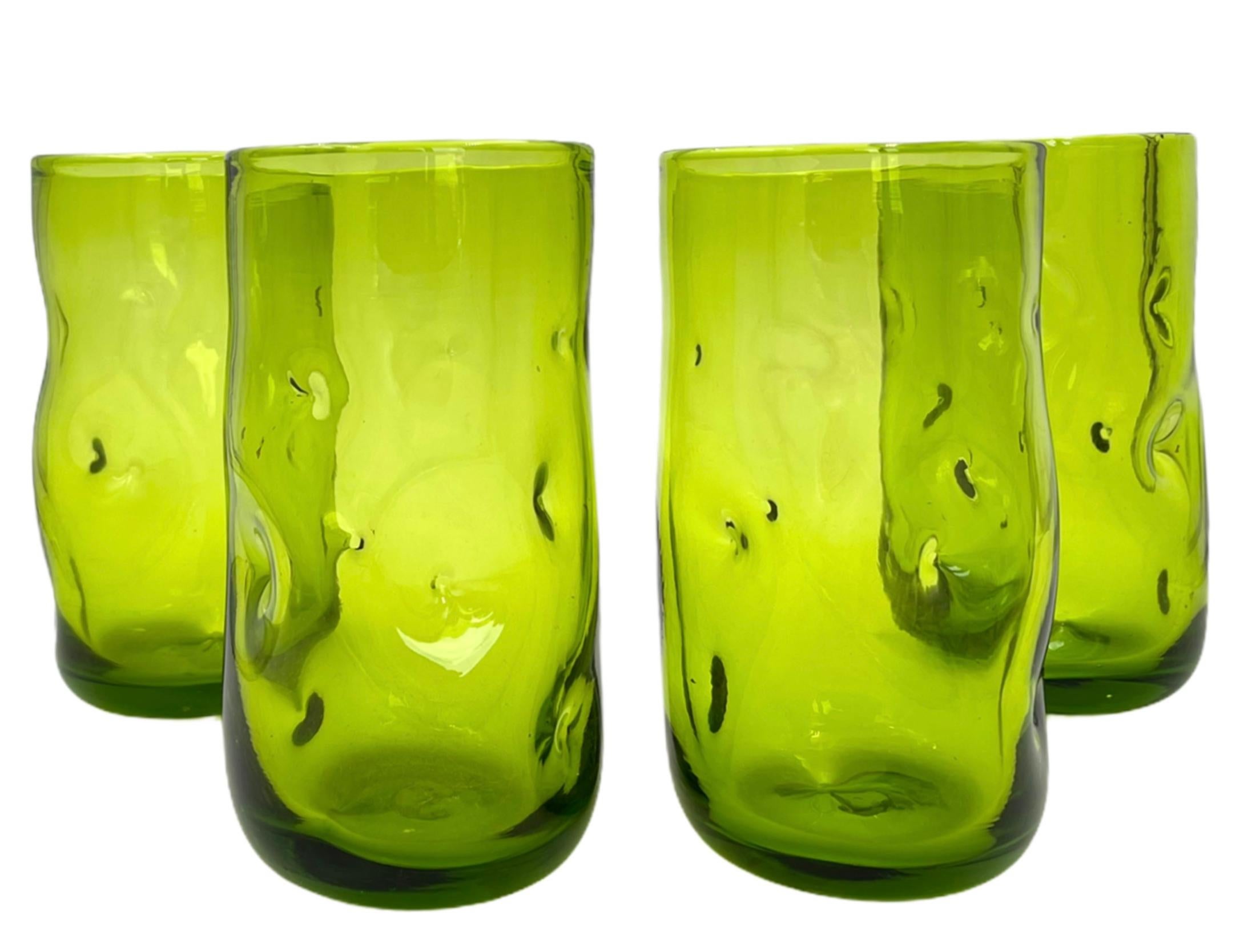 Mid-Century Modern Blenko Glass Double Spouted Pitcher Decanter Set For Sale