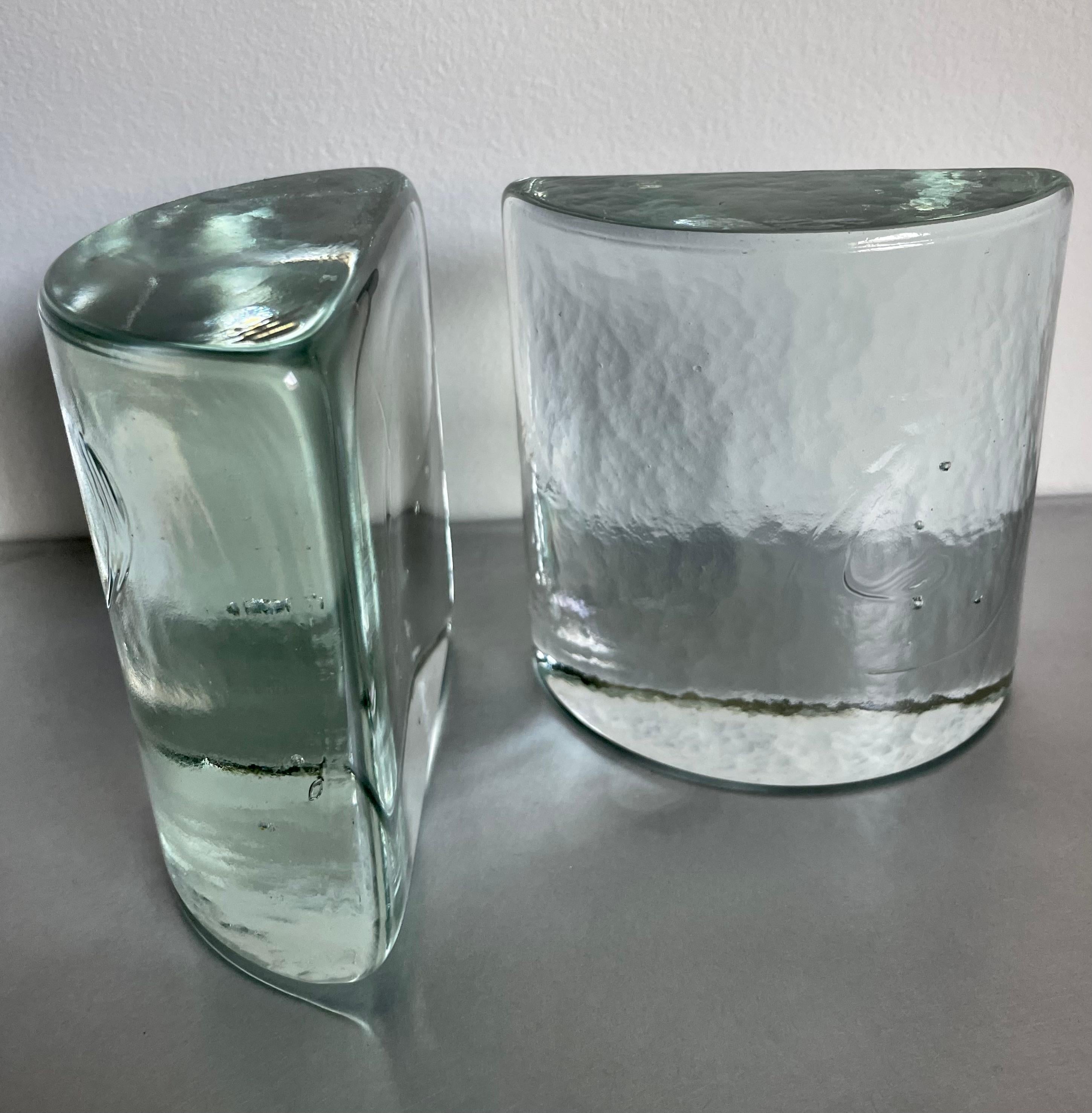 American Blenko Glass Half Circle Bookends by Wayne Husted, 1960s