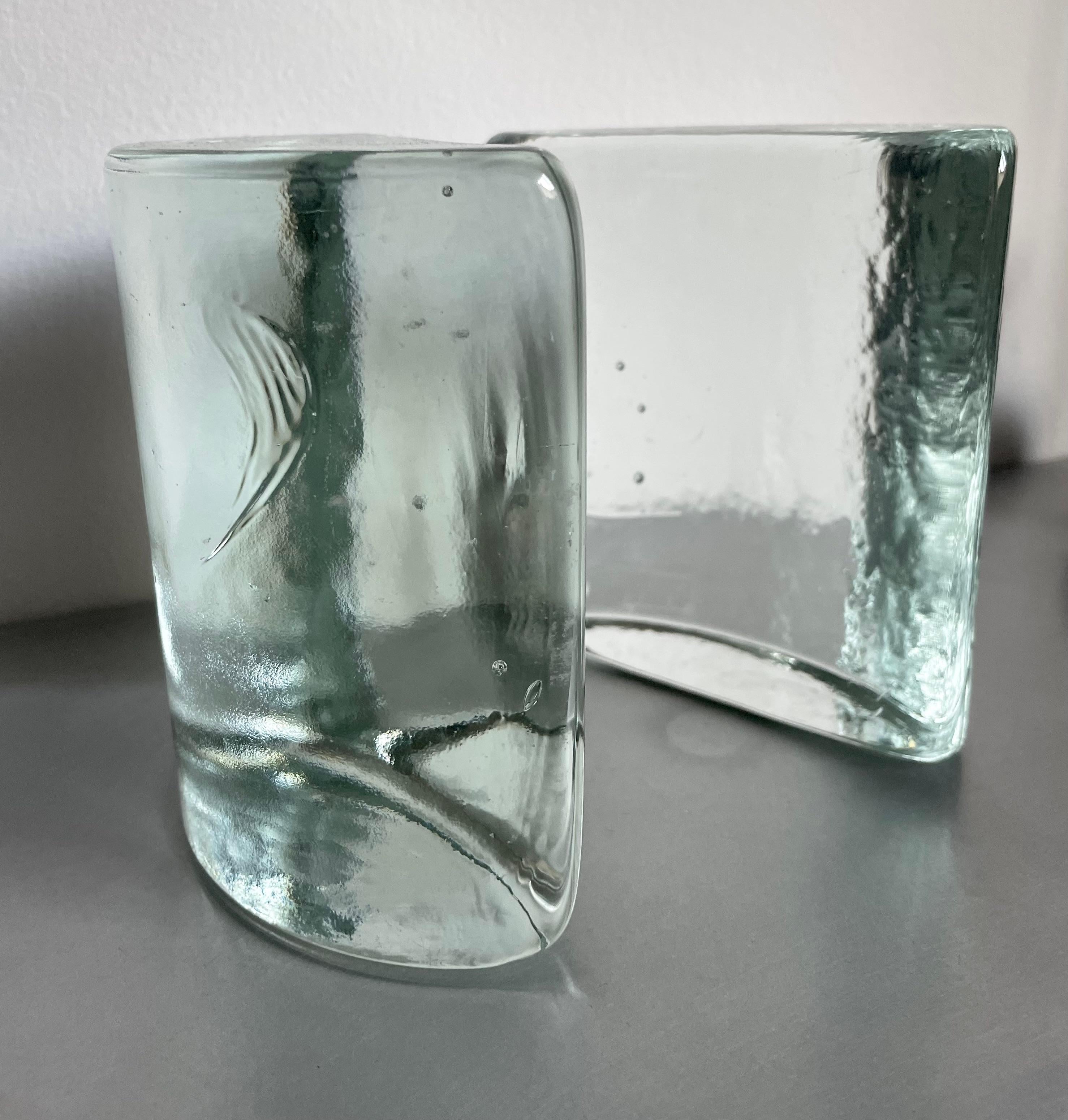 Blenko Glass Half Circle Bookends by Wayne Husted, 1960s In Good Condition In Los Angeles, CA