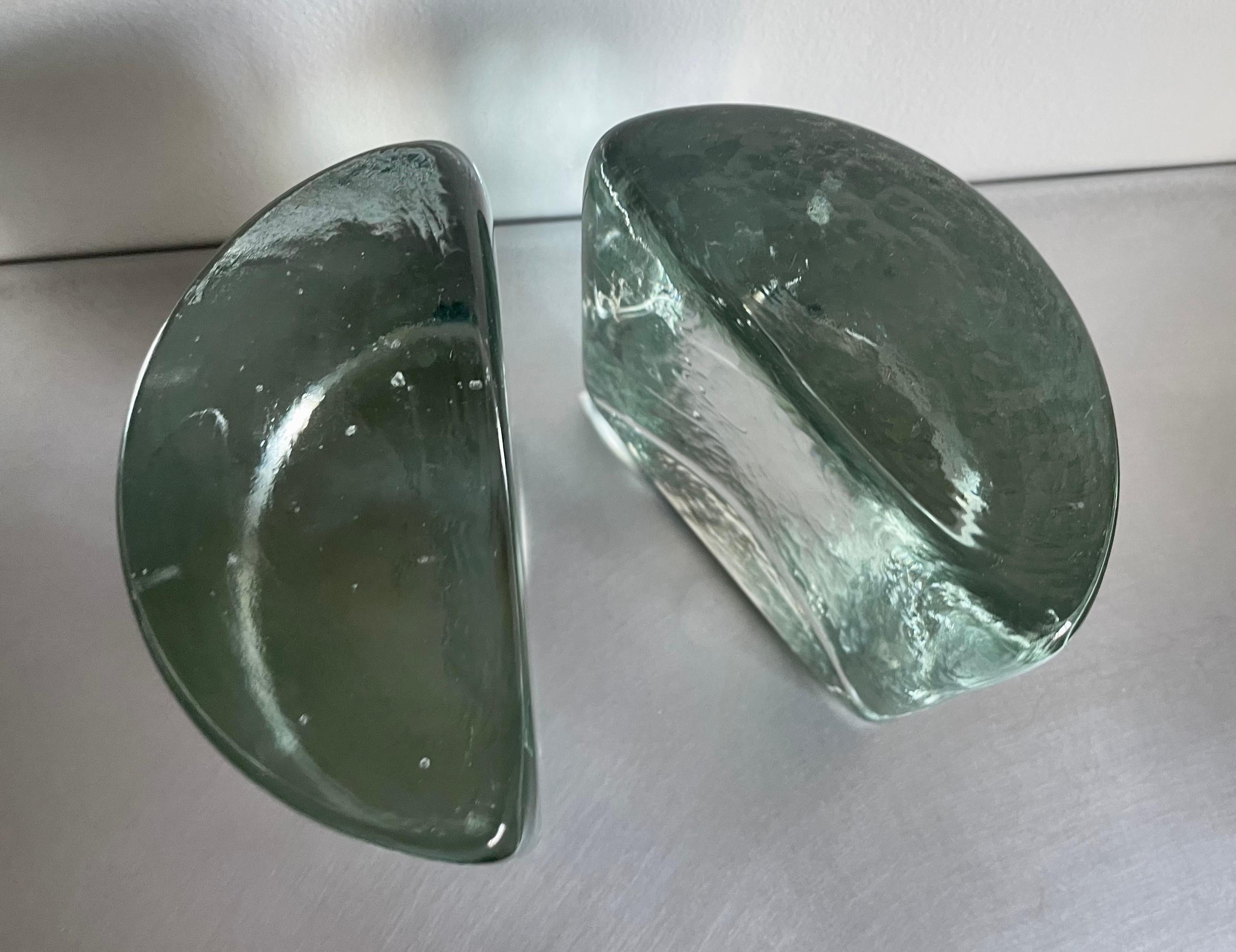 Mid-20th Century Blenko Glass Half Circle Bookends by Wayne Husted, 1960s