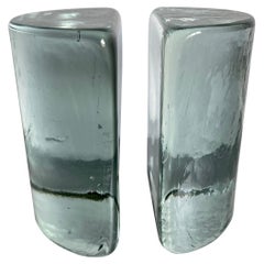 Blenko Glass Half Circle Bookends by Wayne Husted, 1960s