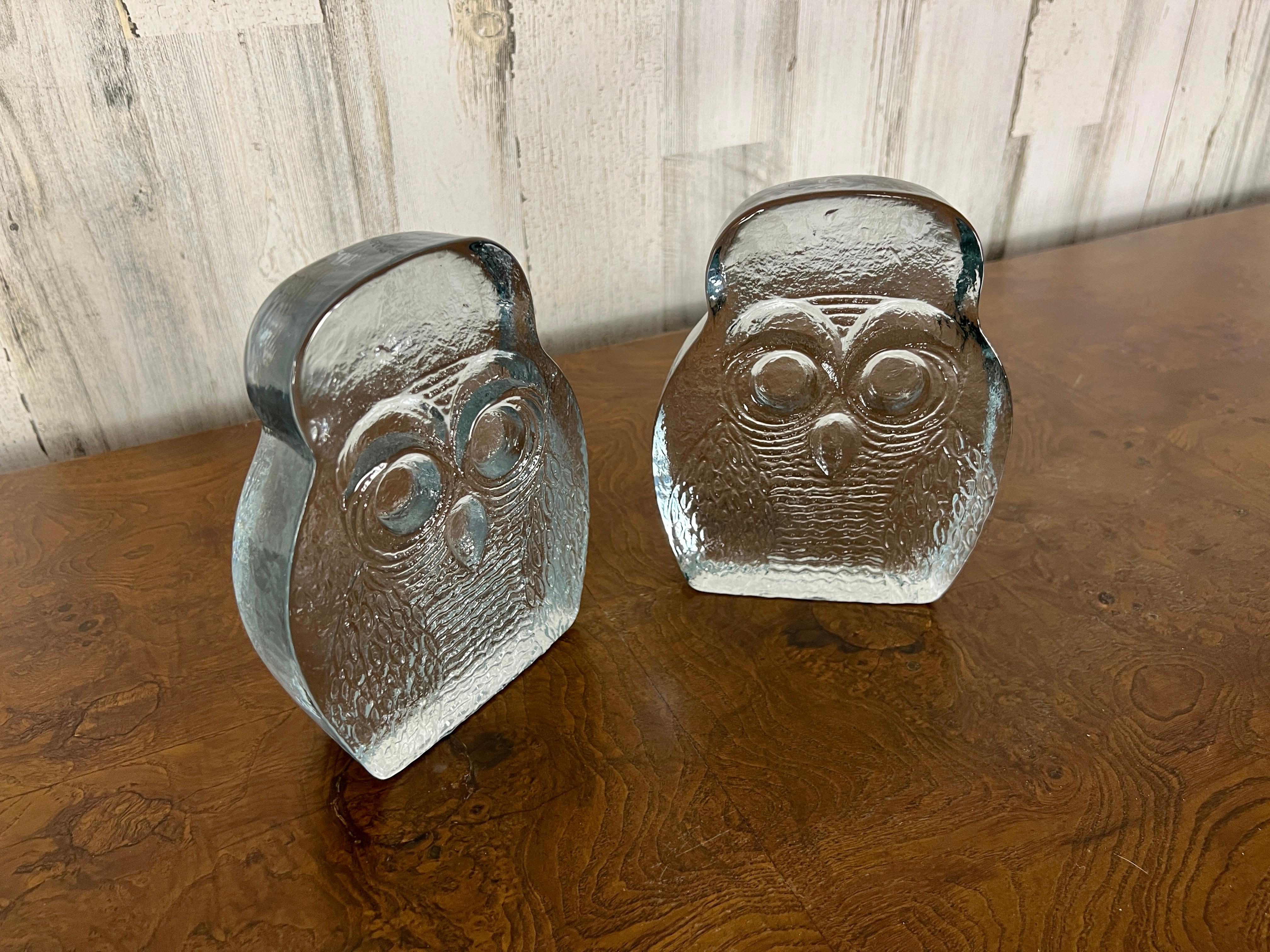 Blenko Glass Owl Book Ends For Sale 3