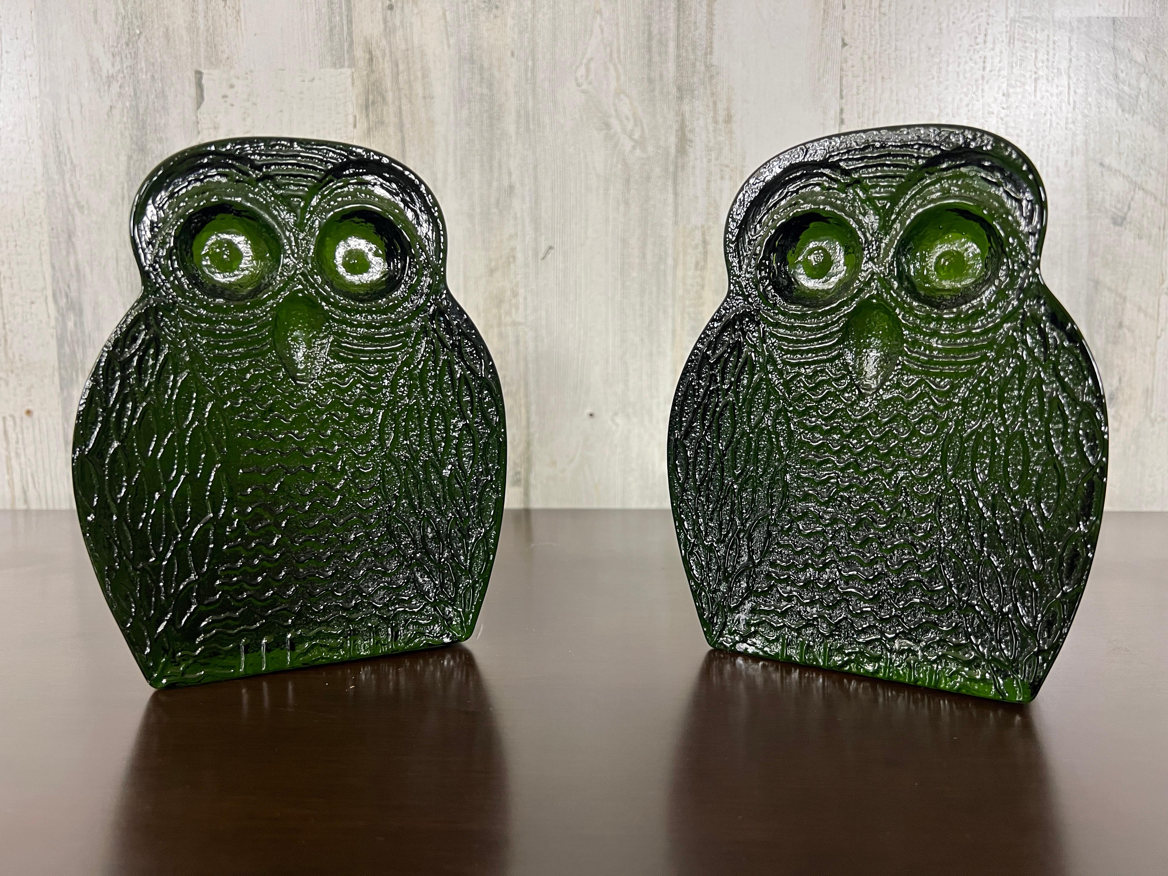 Blenko Glass Owl Book Ends  For Sale 2