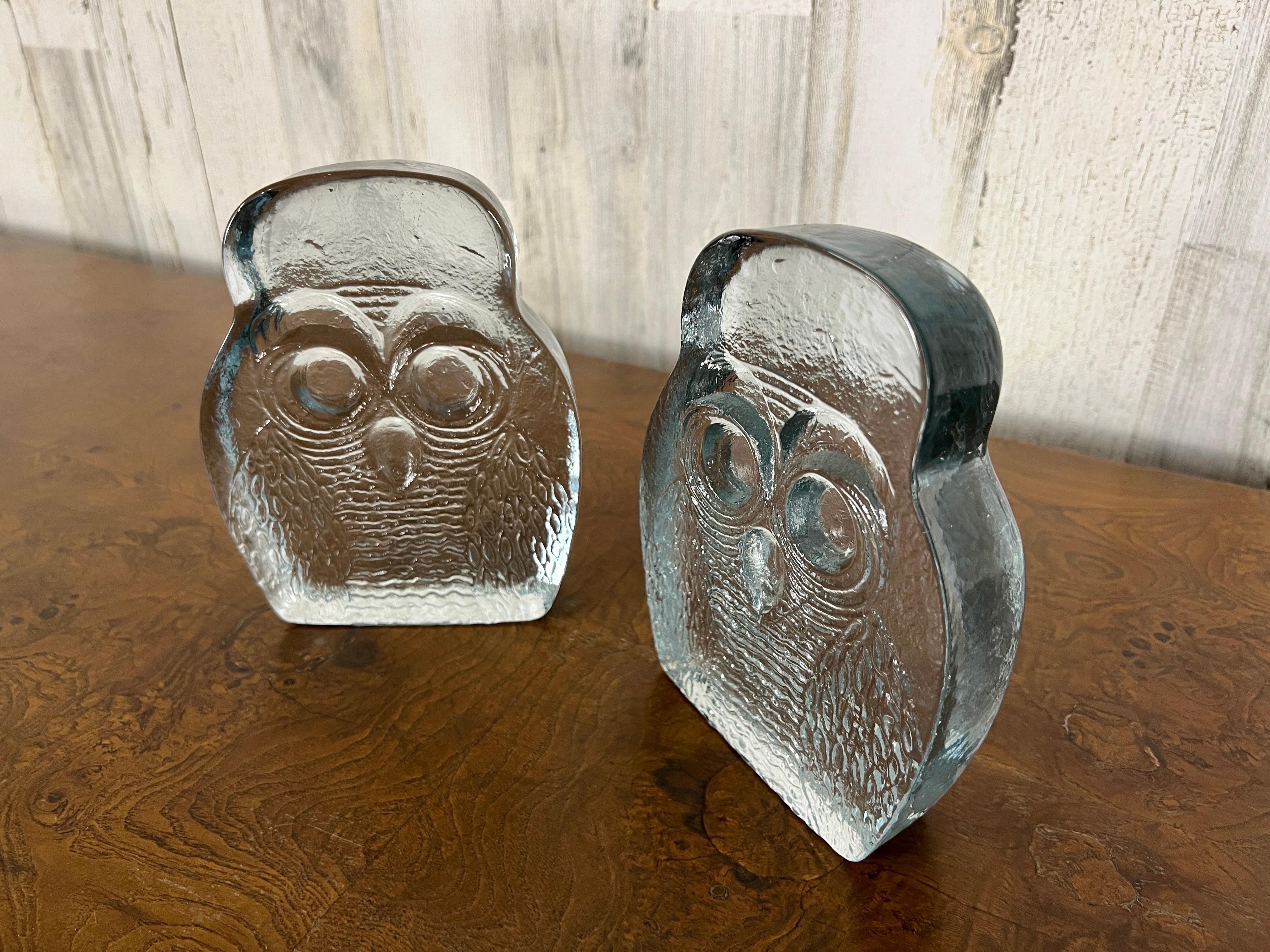 Blenko Glass Owl Book Ends For Sale 4