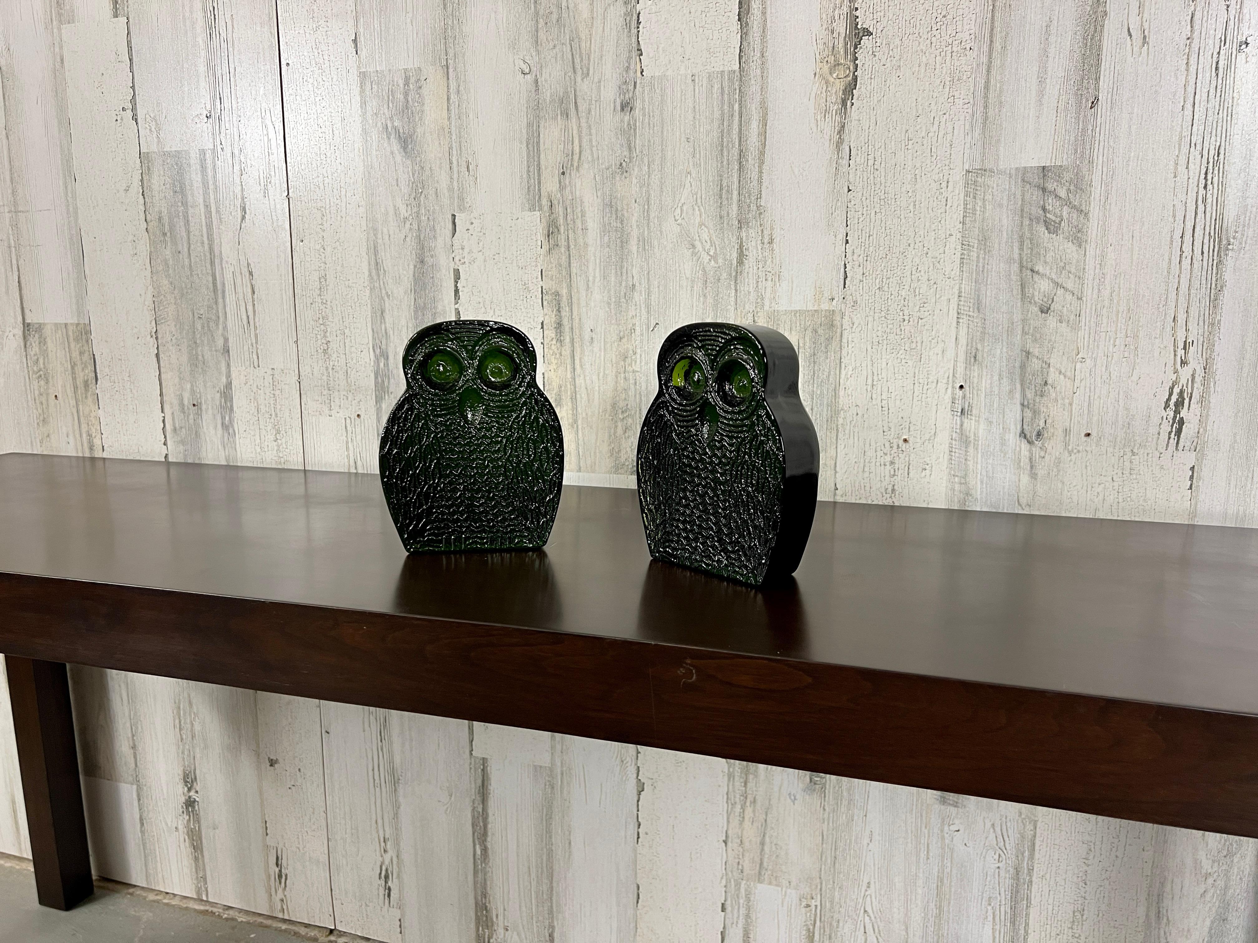 Blenko Glass Owl Book Ends  For Sale 4