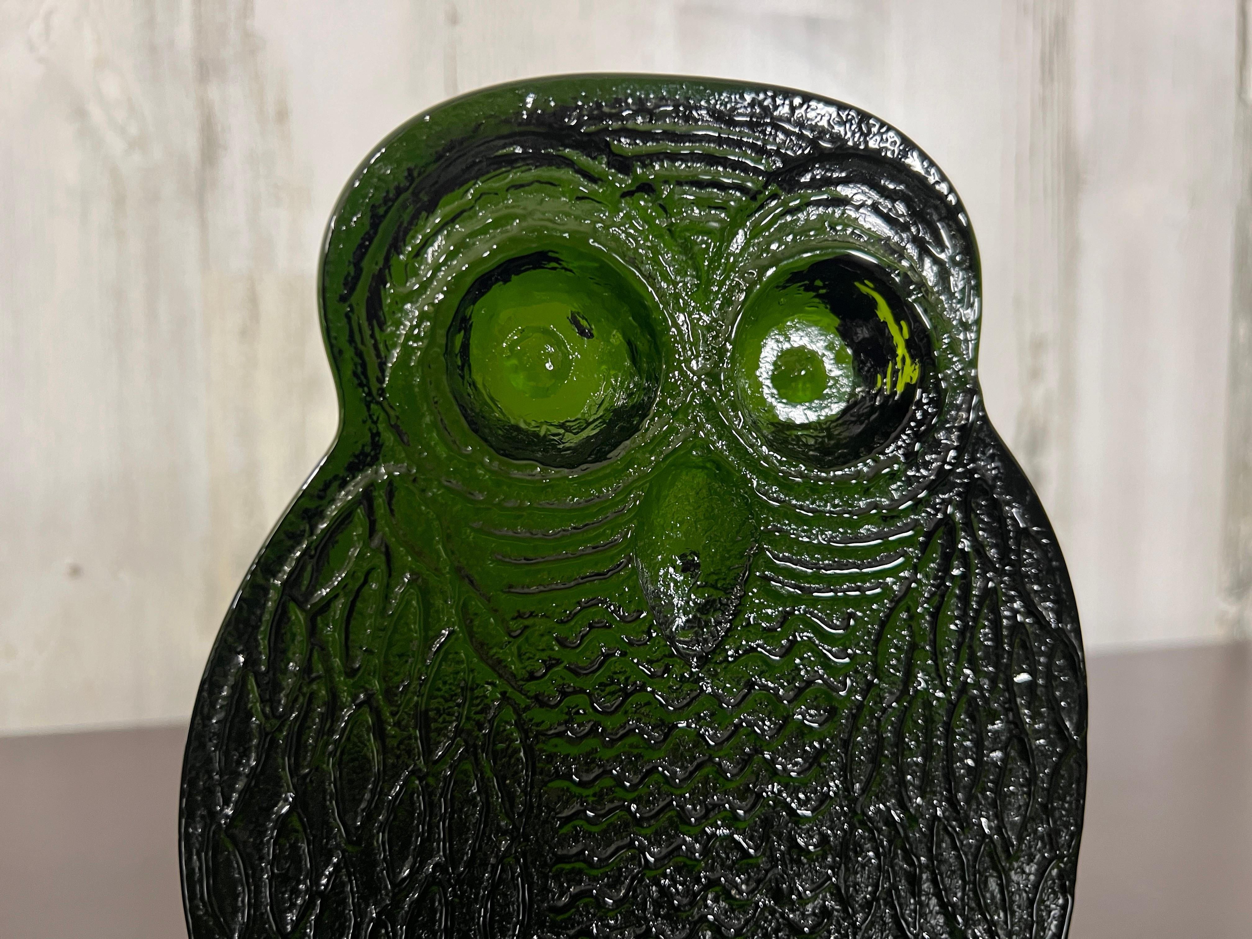 20th Century Blenko Glass Owl Book Ends  For Sale