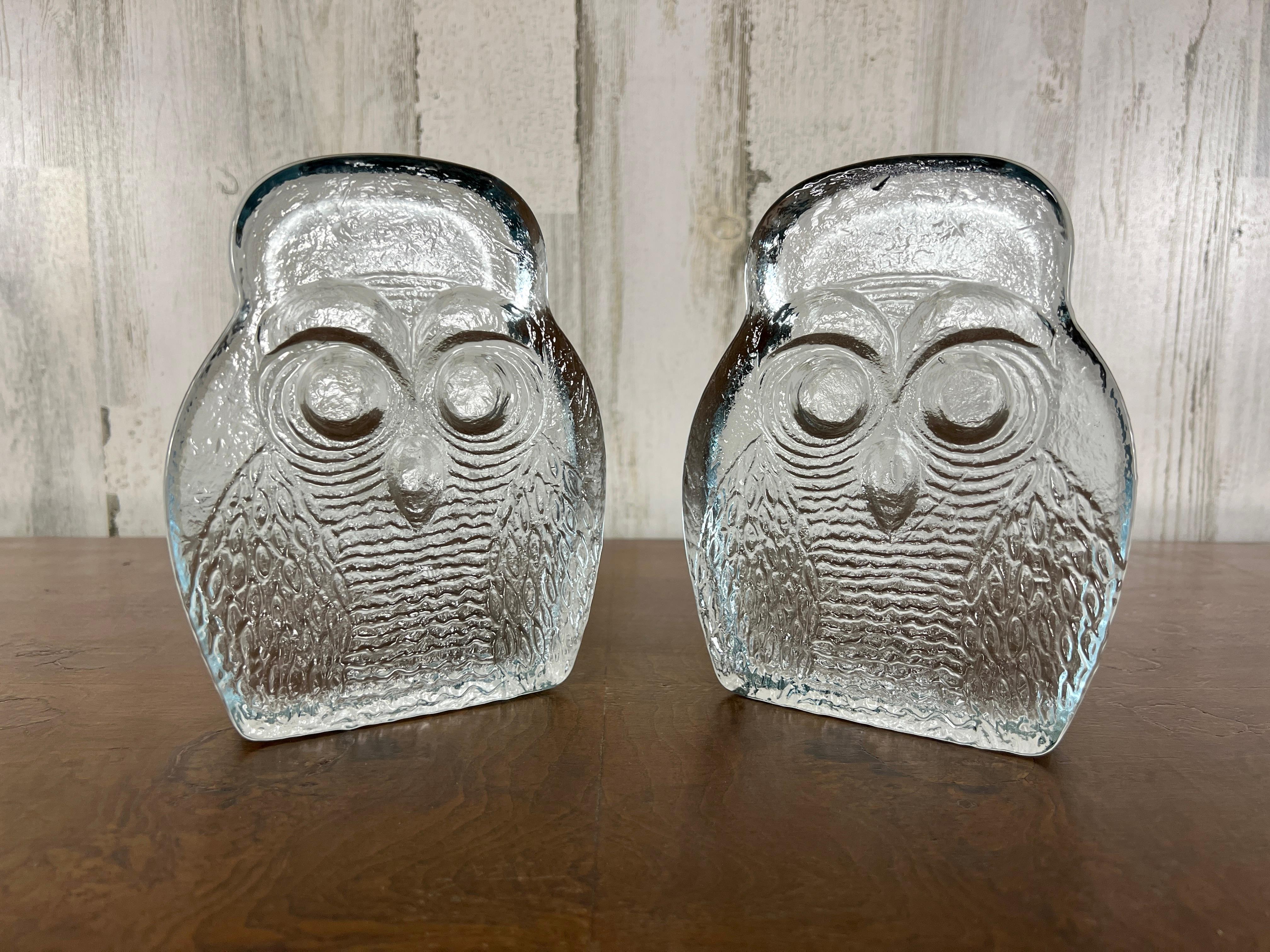 Blenko Glass Owl Book Ends For Sale 1