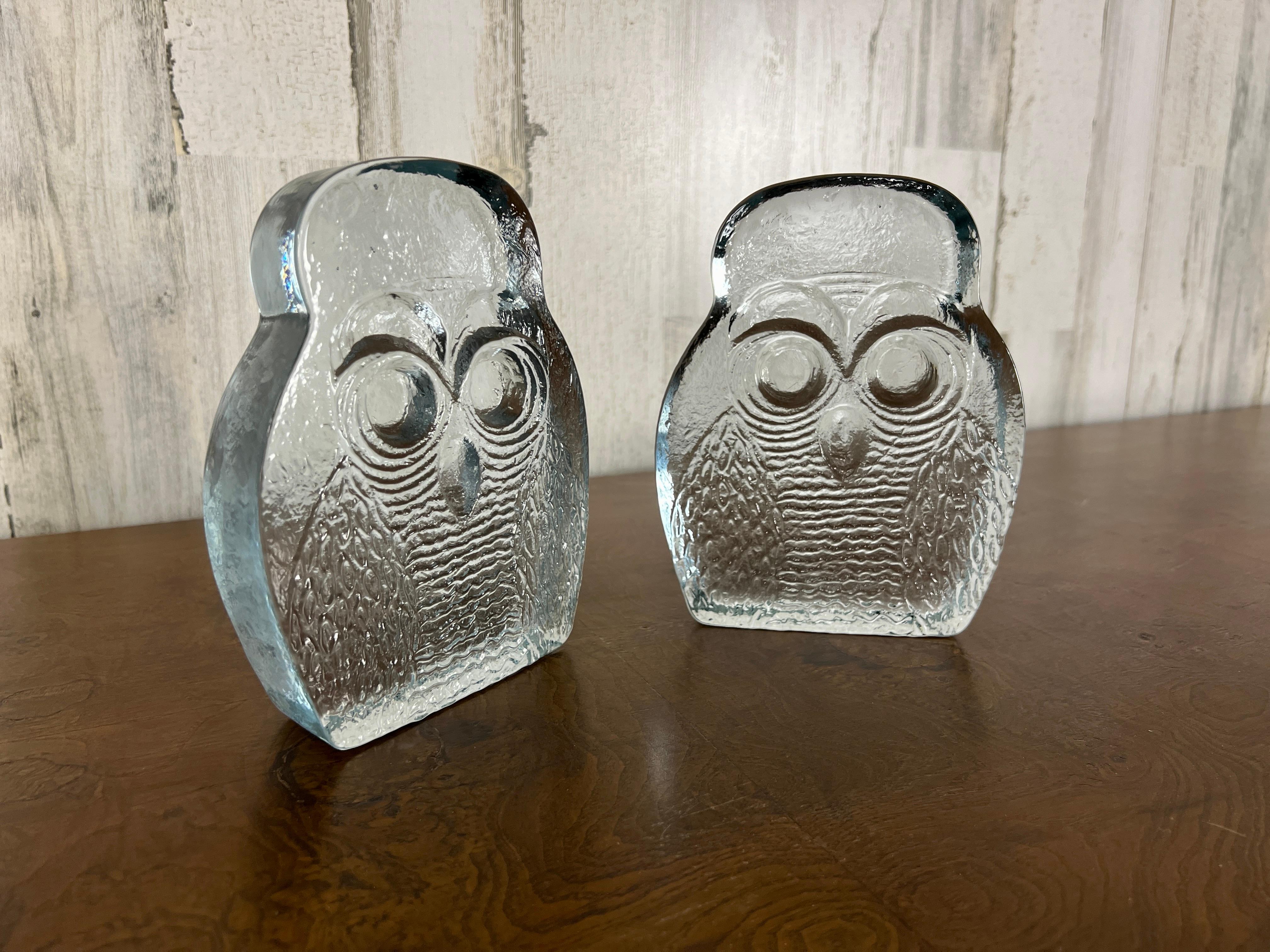 Blenko Glass Owl Book Ends For Sale 2