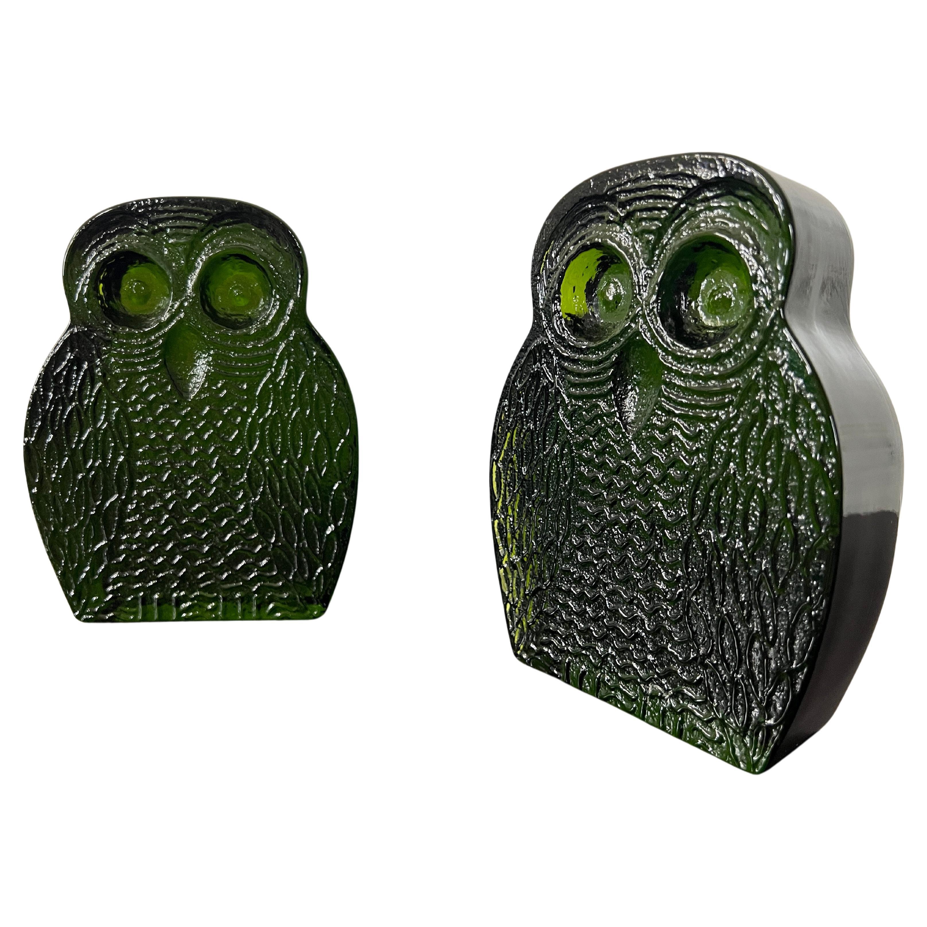 Blenko Glass Owl Book Ends  For Sale