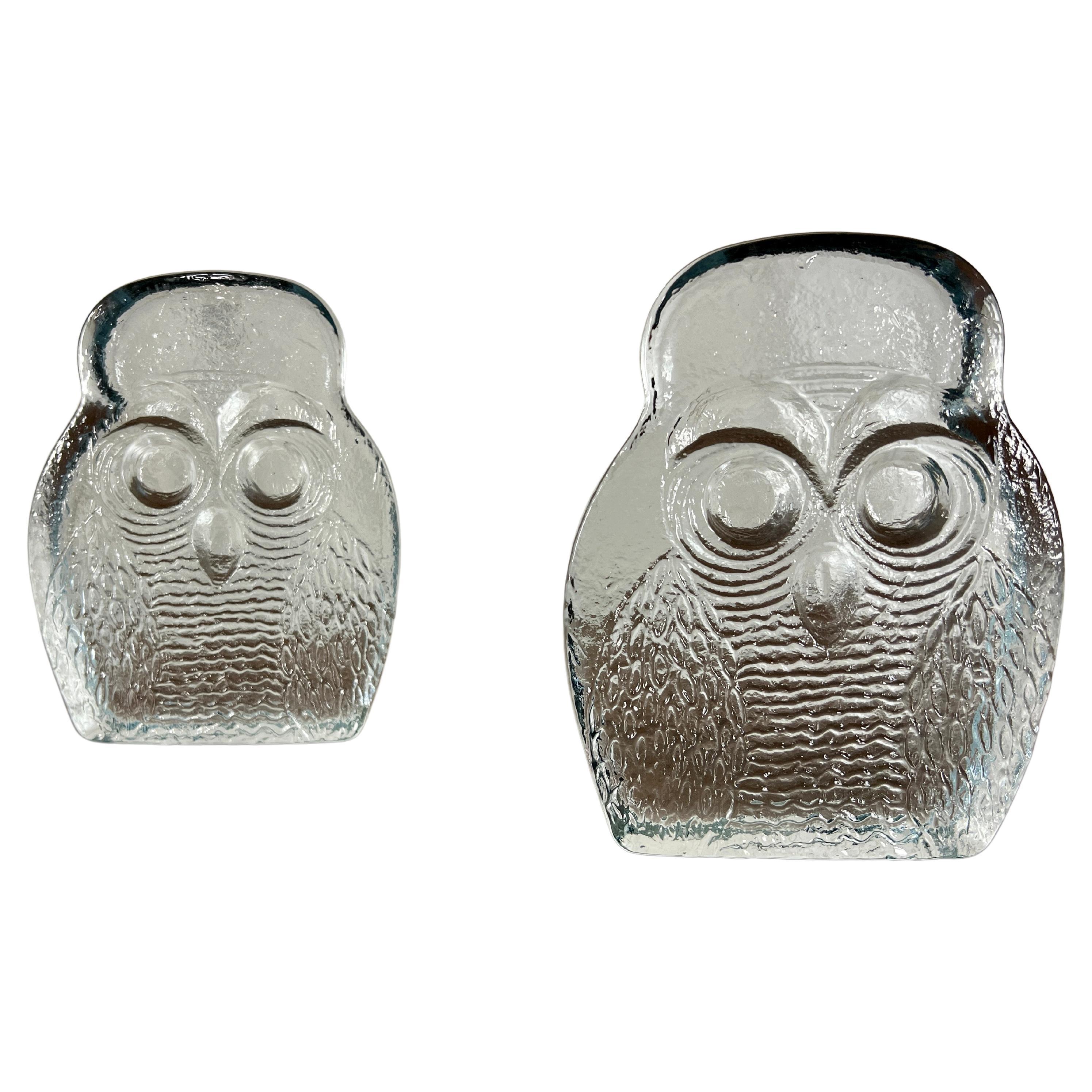 Blenko Glass Owl Book Ends For Sale