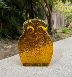 Blenko Glass Owl Bookend / Sculpture, c.1970