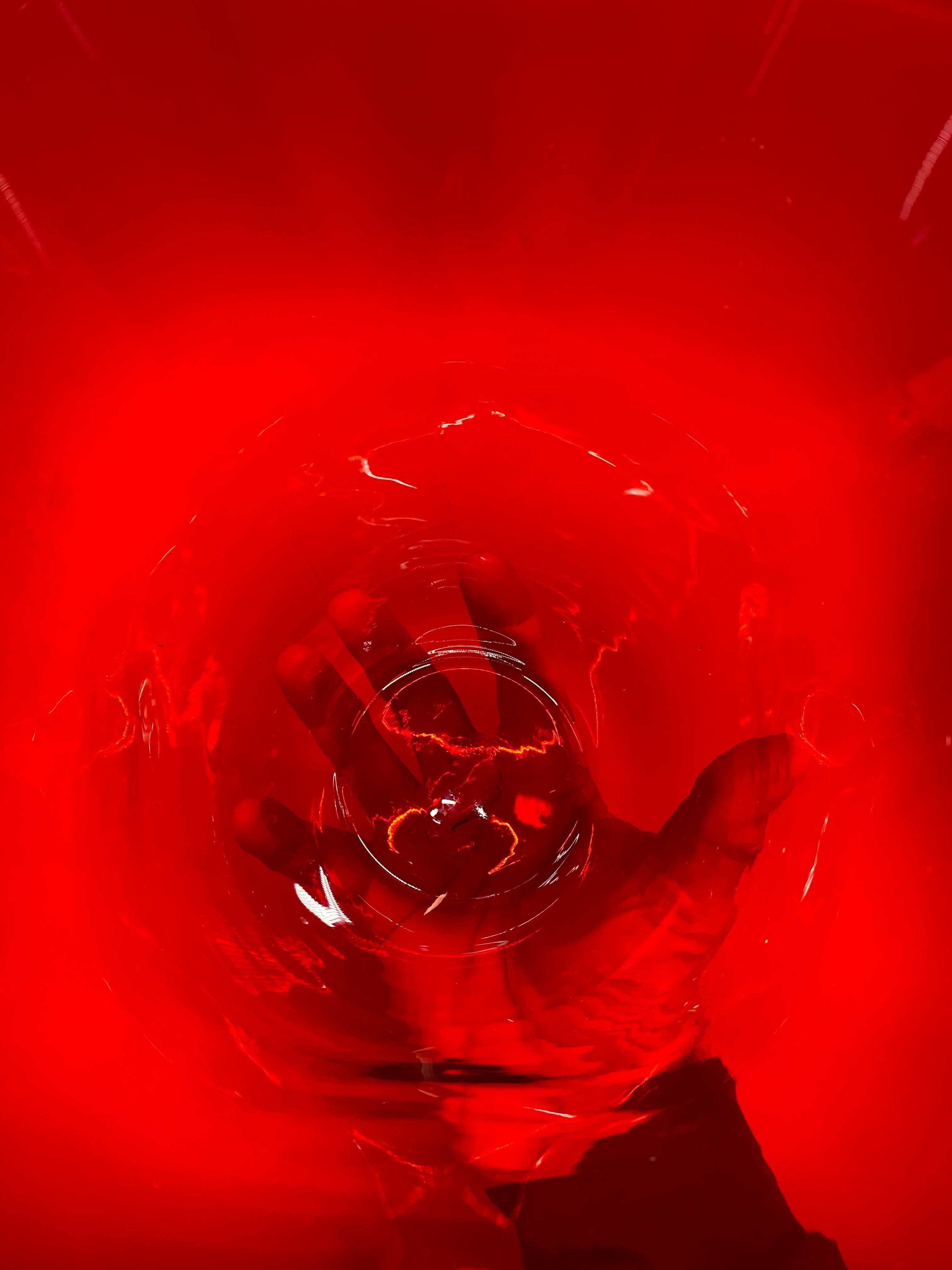 Blenko Glass Ruby Red Ruffled Edge Vase For Sale 1