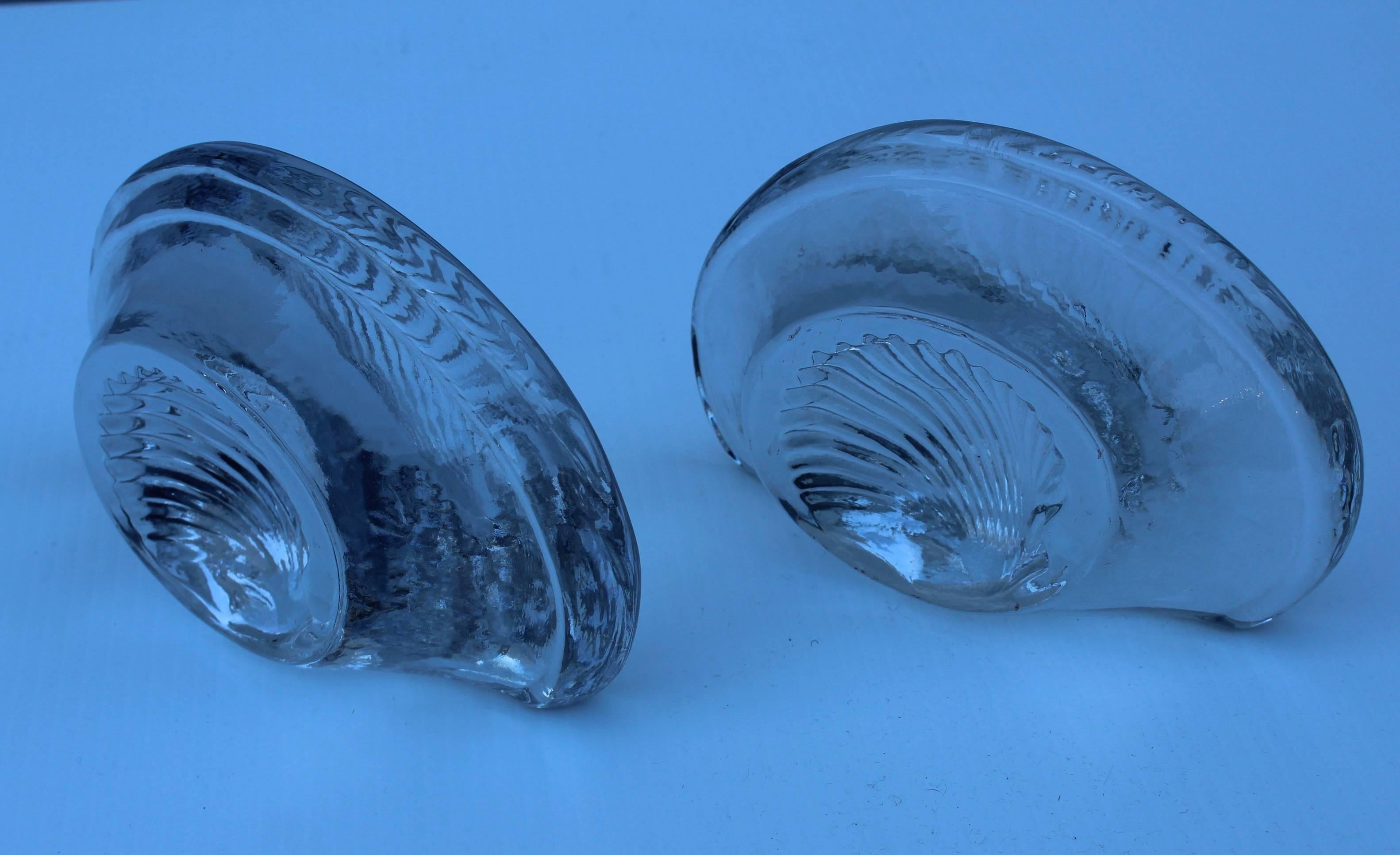Mid-Century Modern Blenko Glass Shell Bookends For Sale