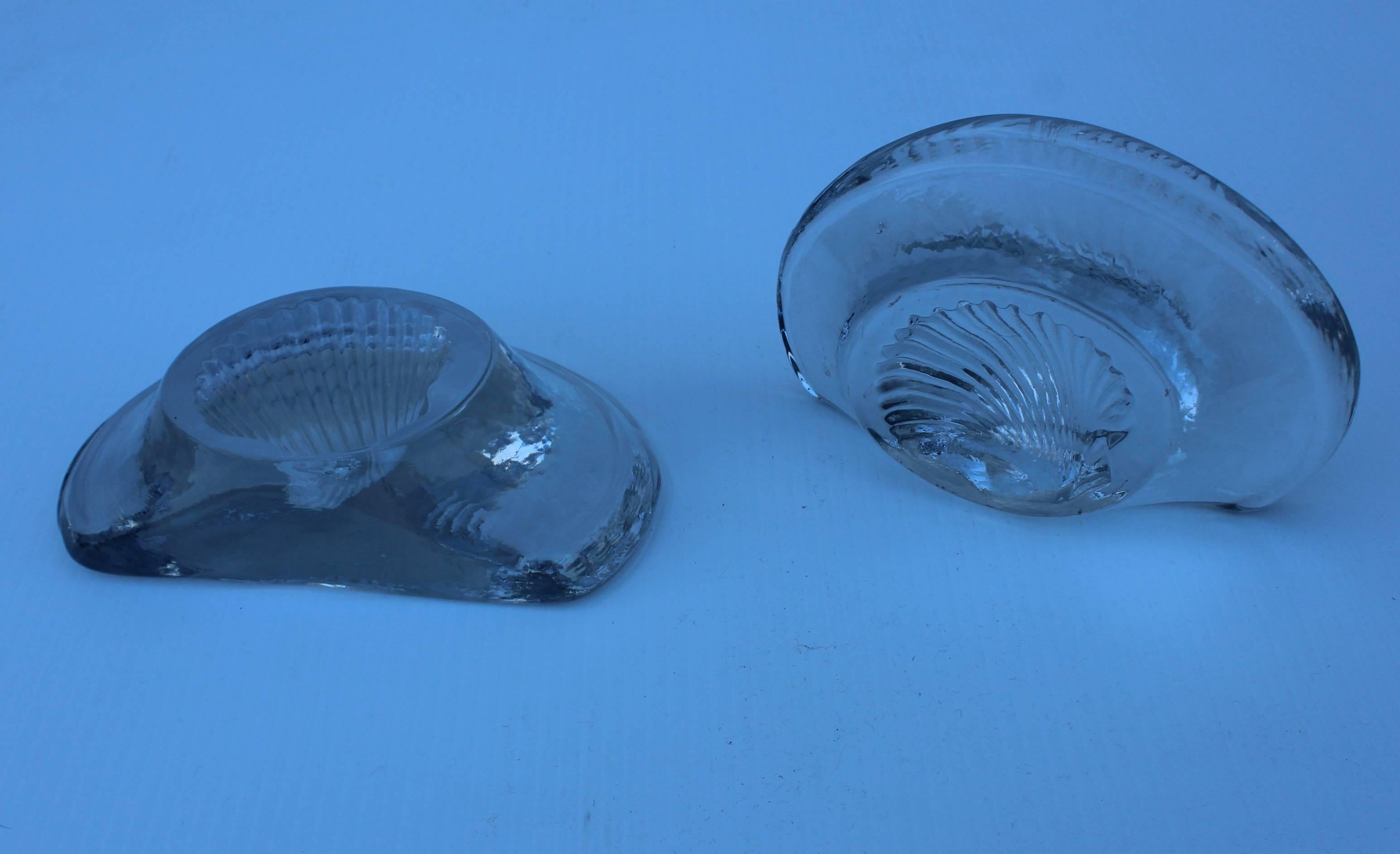 American Blenko Glass Shell Bookends For Sale