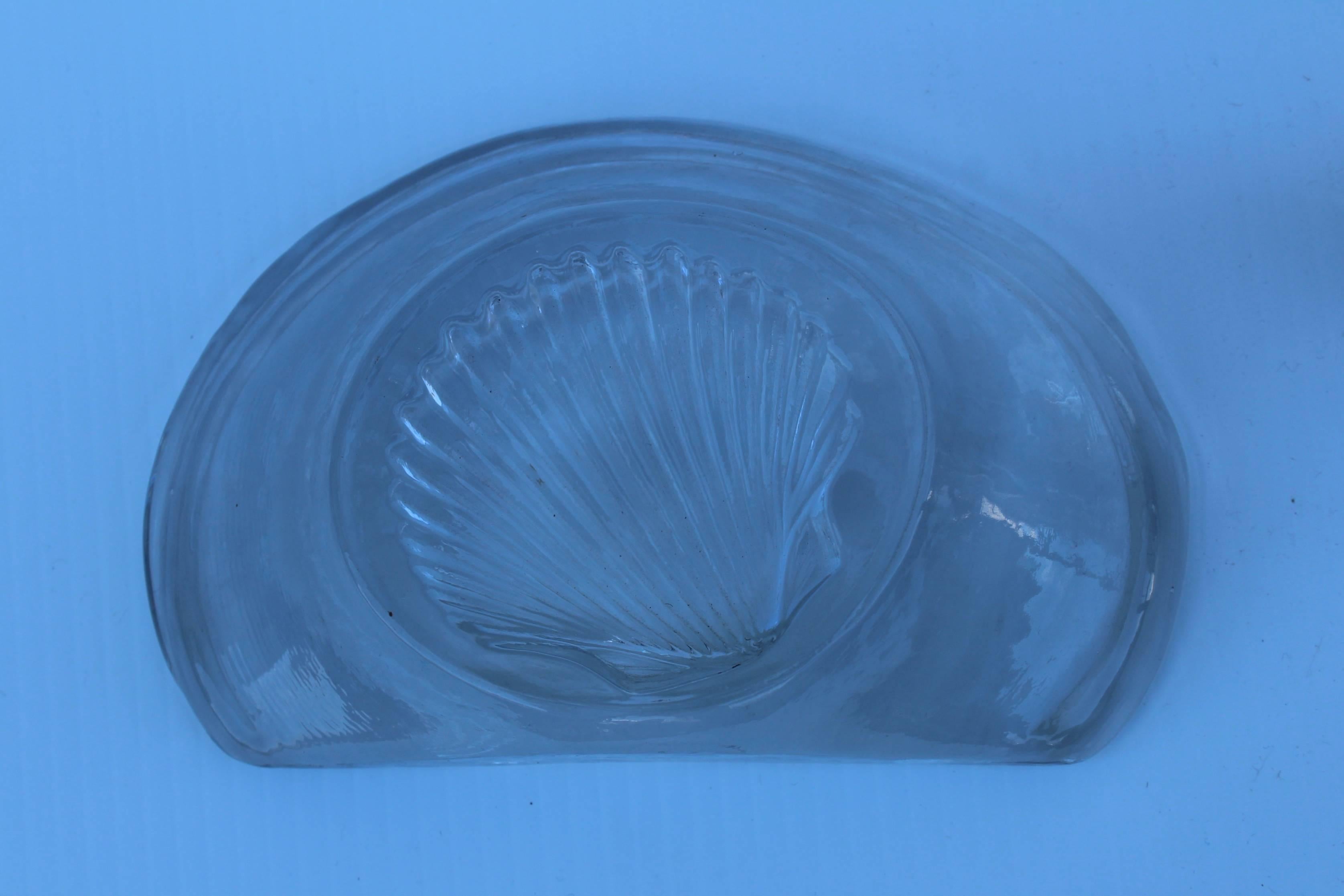 20th Century Blenko Glass Shell Bookends For Sale