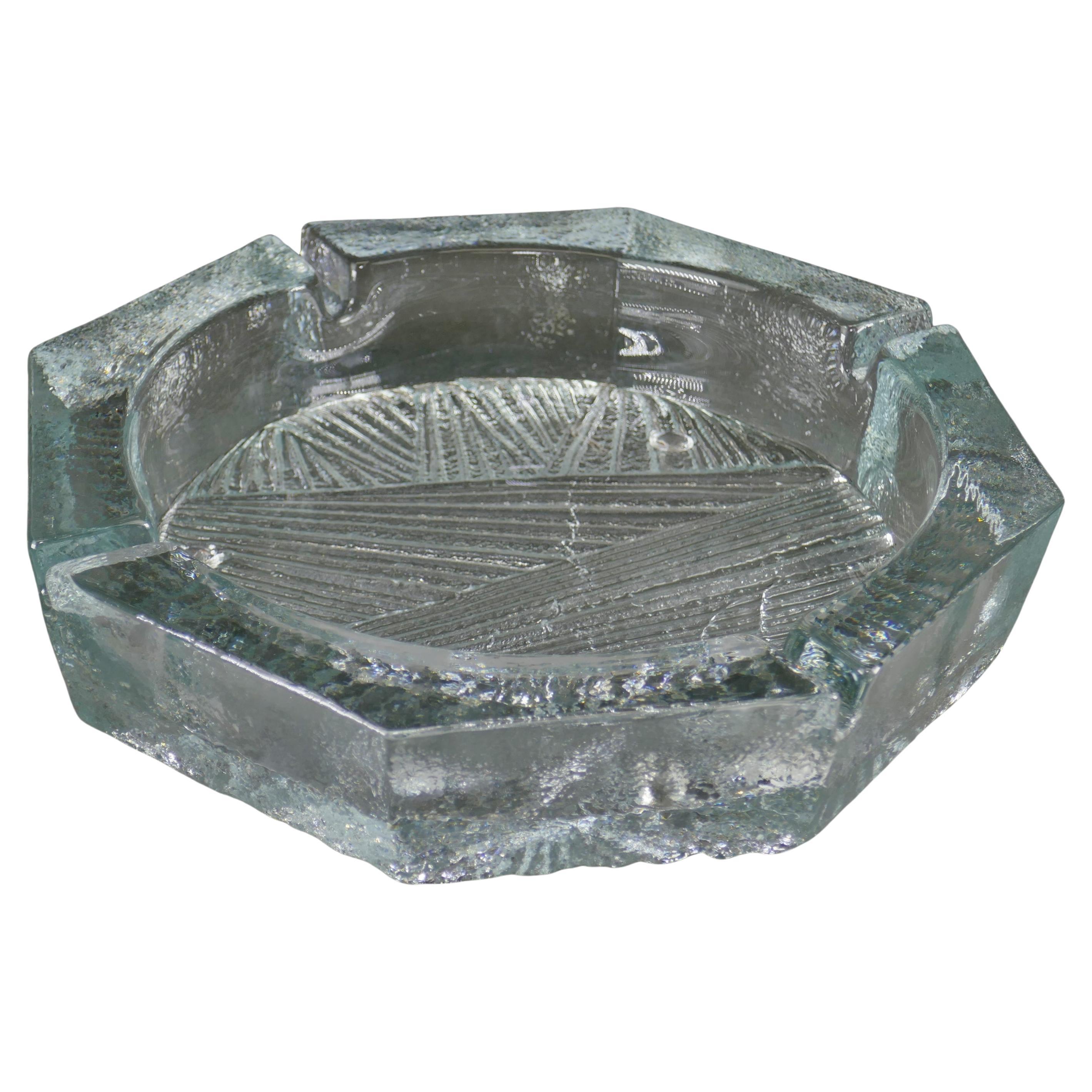 This heavy glass lounge/party ashtray by Belnko measures 10 1/2