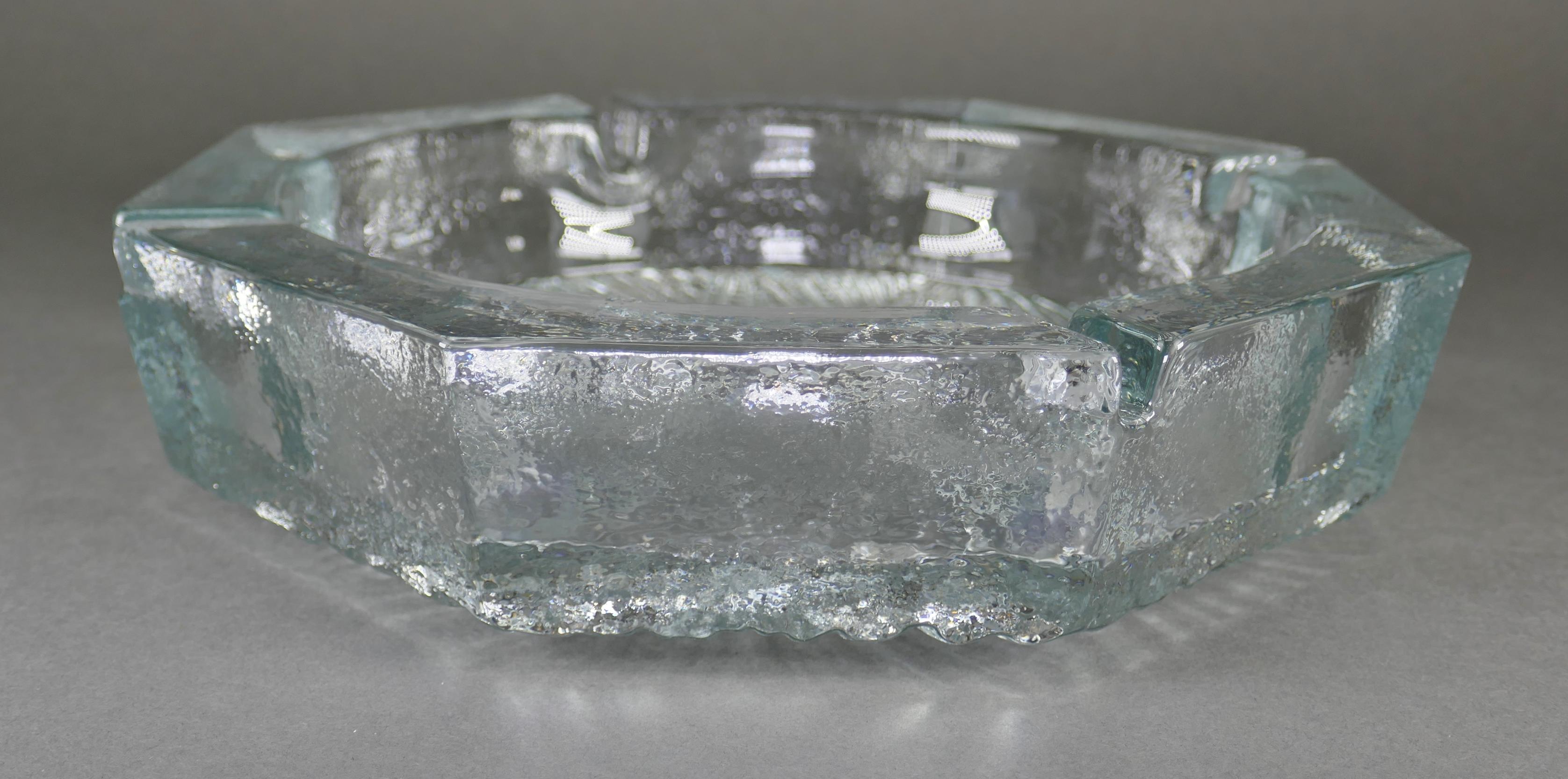 Molded Blenko Glass Table Top Party Lounge Size Ashtray For Sale