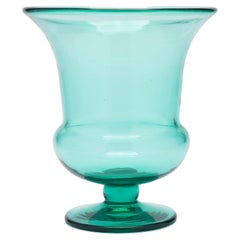 Blenko green blown glass calyx urn form vase, c. 1950