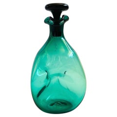 Carafe à décanter en verre à pincement vert de Blenko, Model No. 49
