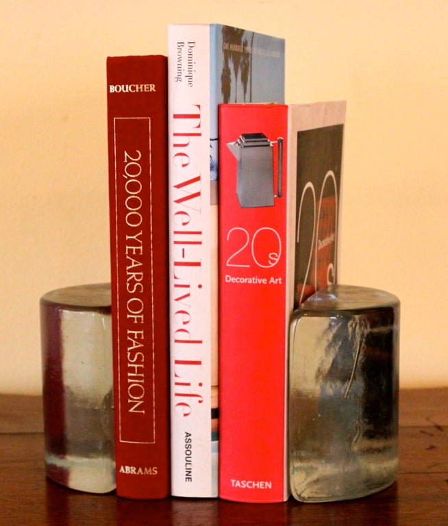 20th Century Blenko Half Circle Bookends
