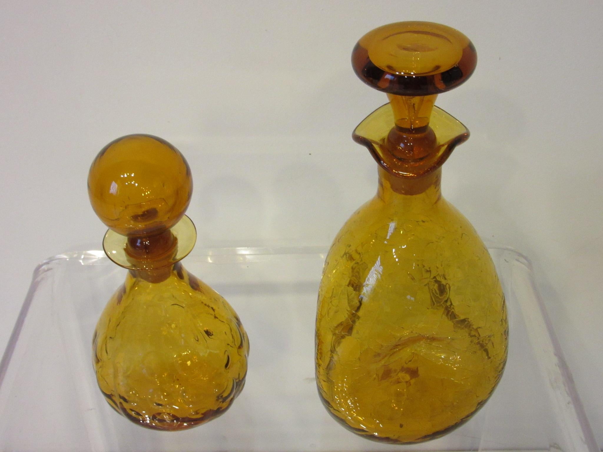 Mid-Century Modern Blenko Hand Blown Decanters by Husted and Anderson