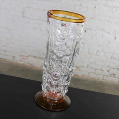 Blenko Hand Blown Glass Vase #9426 in Crystal and Topaz by Hank Adams
