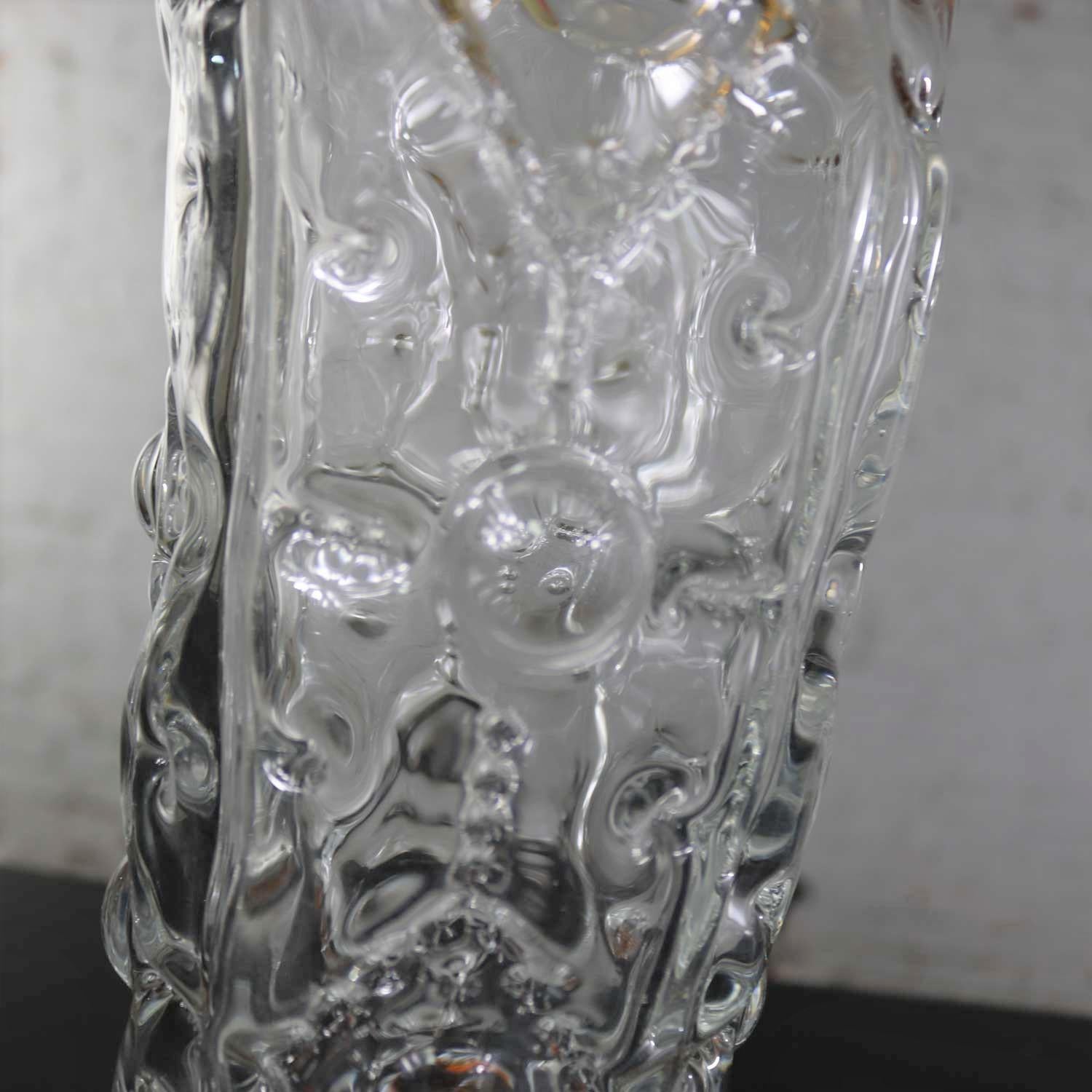 Blenko Hand Blown Glass Vase #9426 in Crystal and Topaz by Hank Adams 2