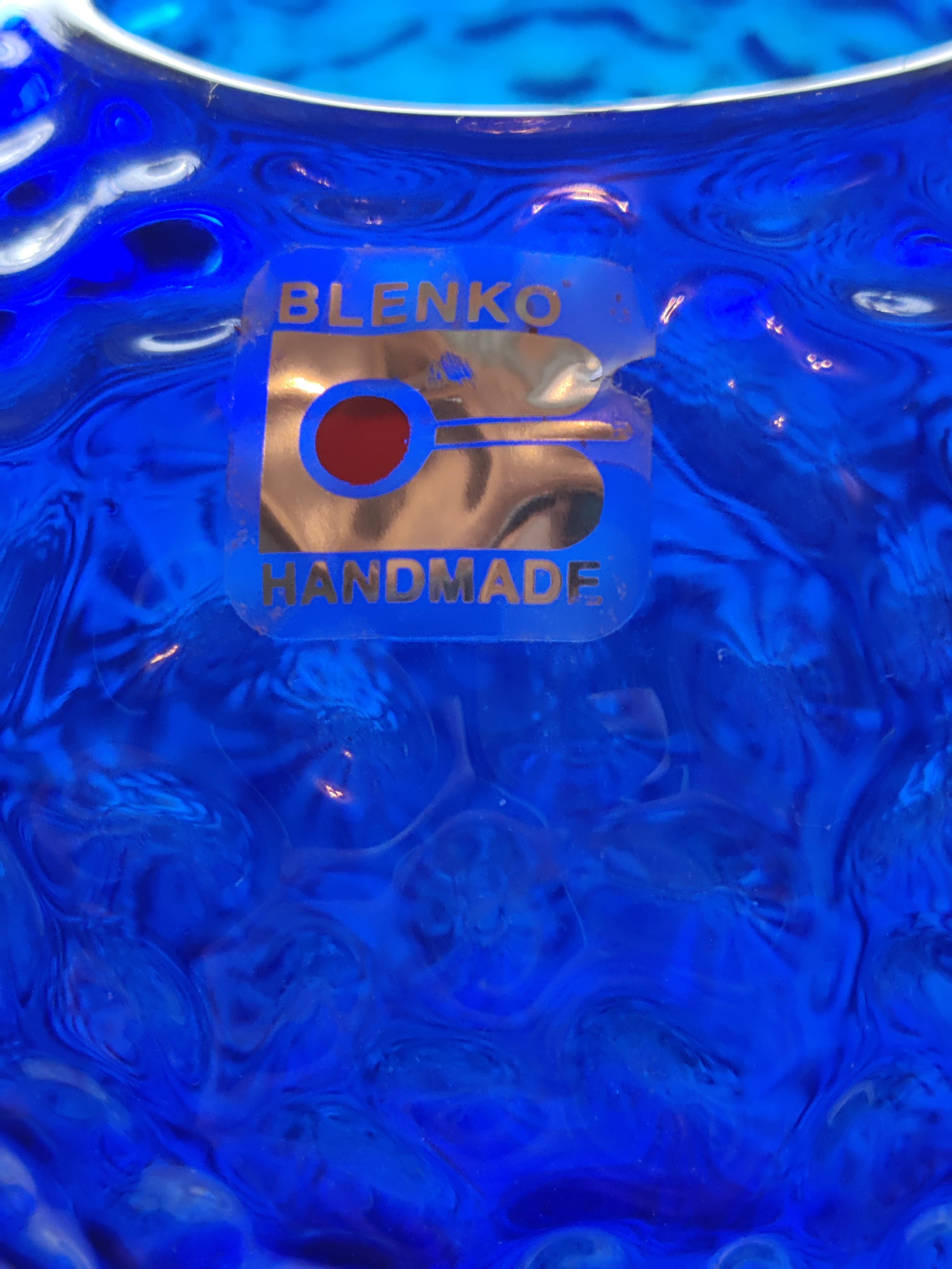 Blenko Handmade Cobalt Blue Vase
Made in Milton, West Virginia. 
Glass is bubble design. 