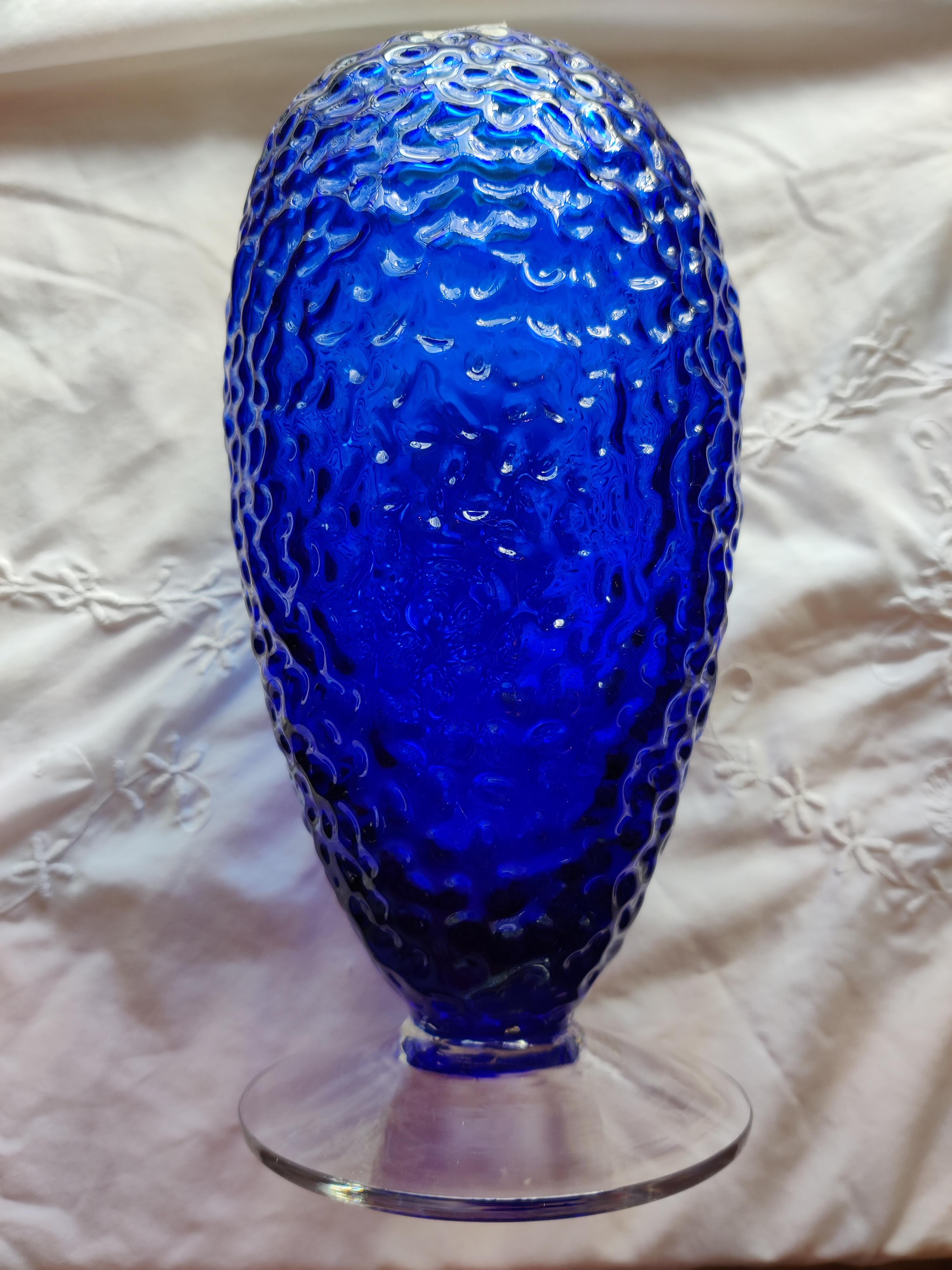 American Blenko Handmade Cobalt Blue Vase For Sale