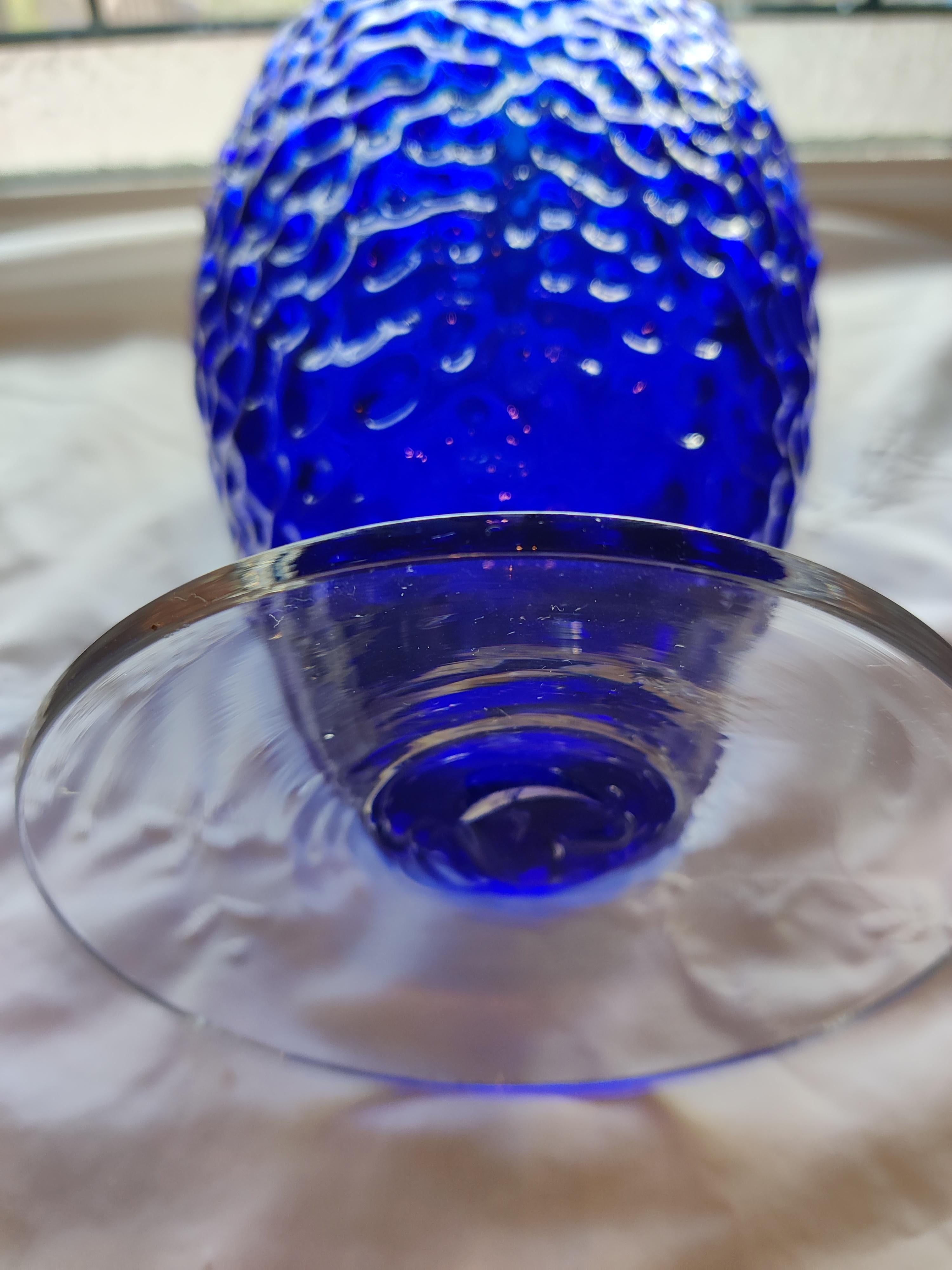 20th Century Blenko Handmade Cobalt Blue Vase For Sale